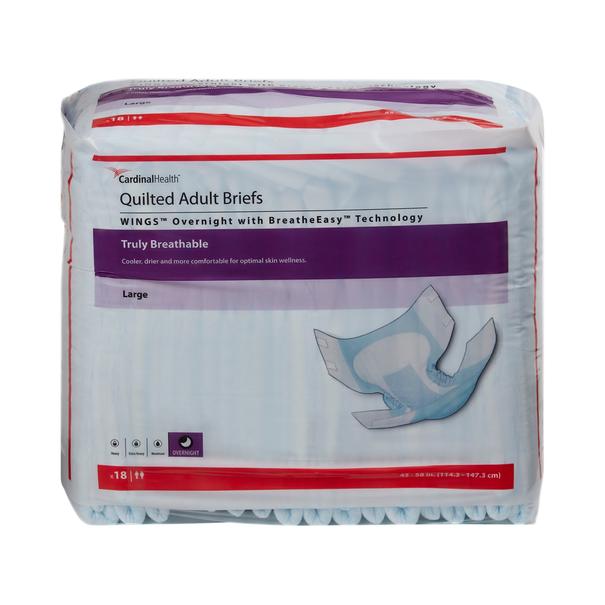 Unisex Adult Incontinence Brief Wings Overnight Quilted Large Disposable Heavy Absorbency, Packaging Type- Case