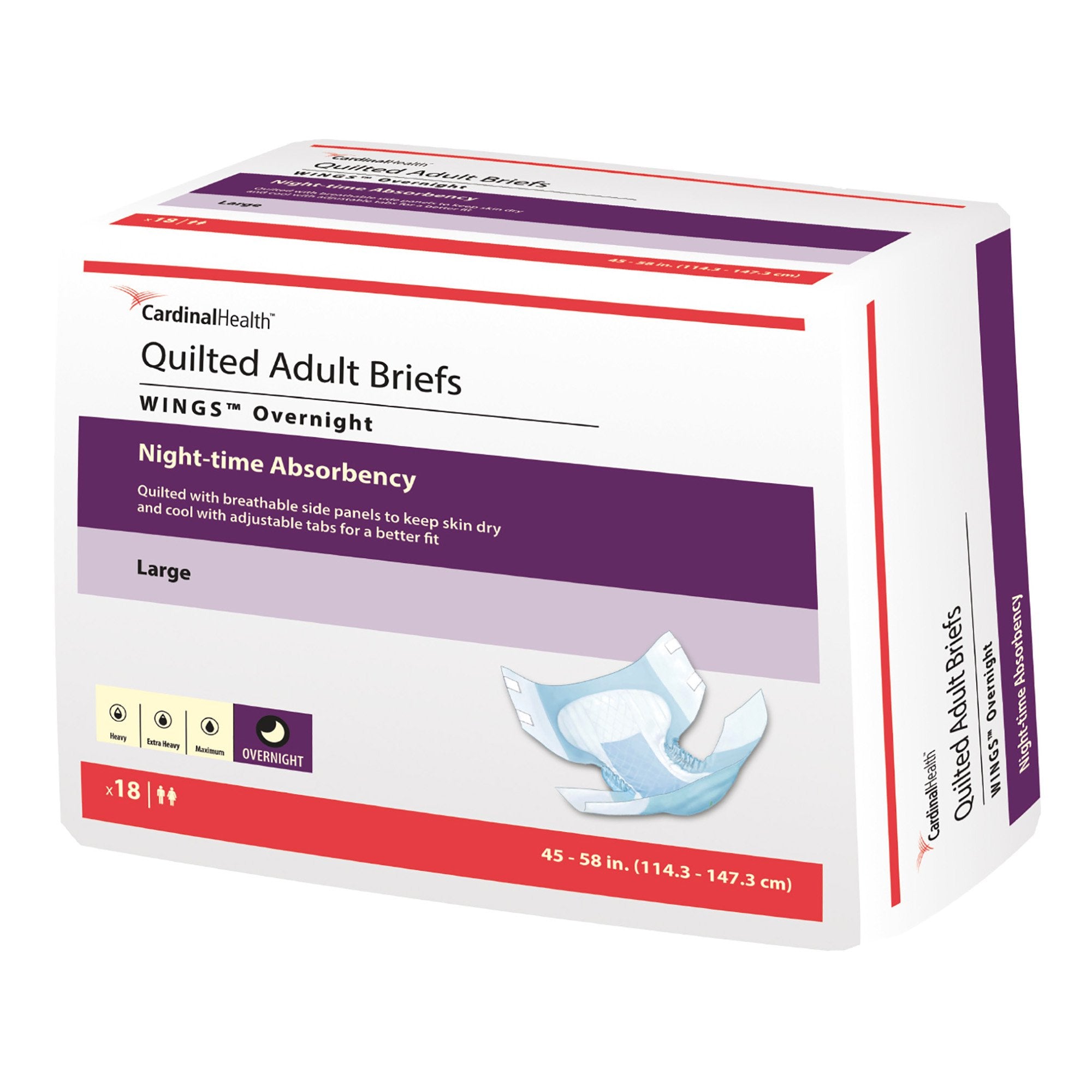 Unisex Adult Incontinence Brief Wings Overnight Quilted Large Disposable Heavy Absorbency, Packaging Type- Case