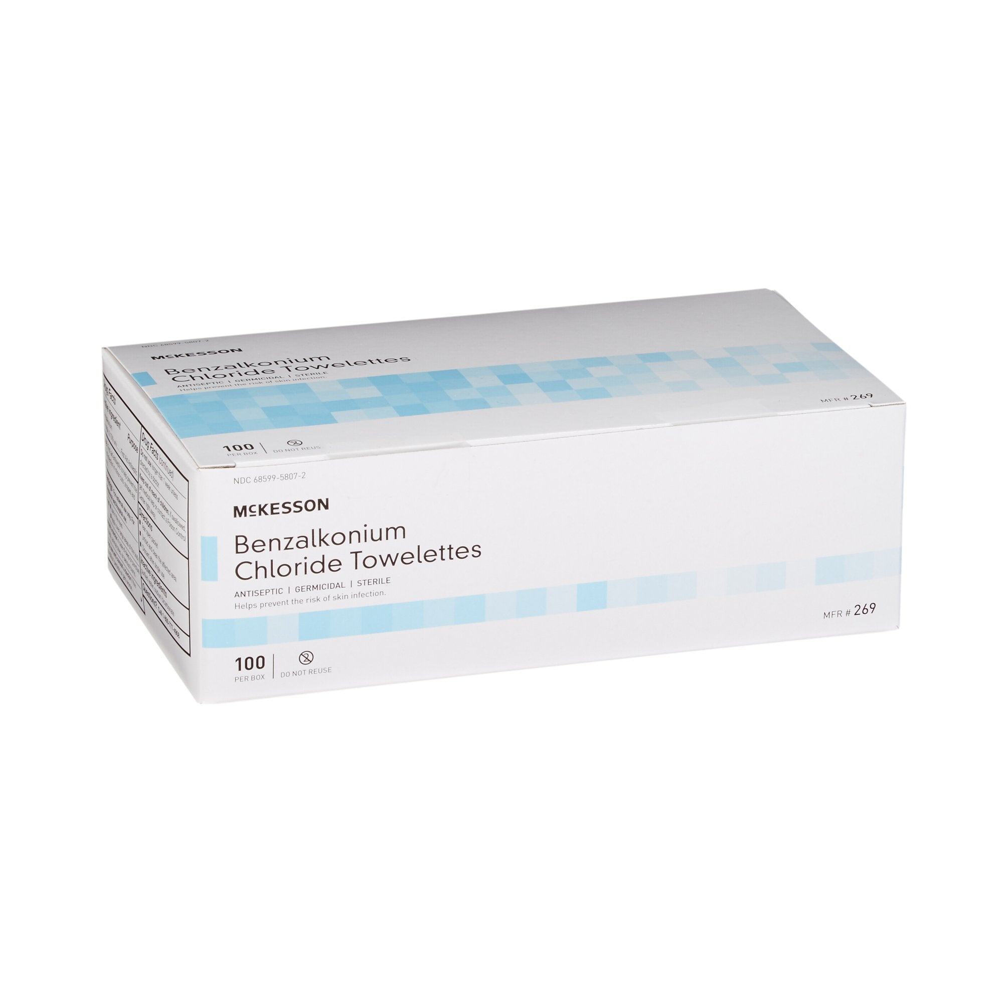 Antiseptic Skin Towelette McKesson Individual Packet Unscented 100 Count, Packaging Type- Case