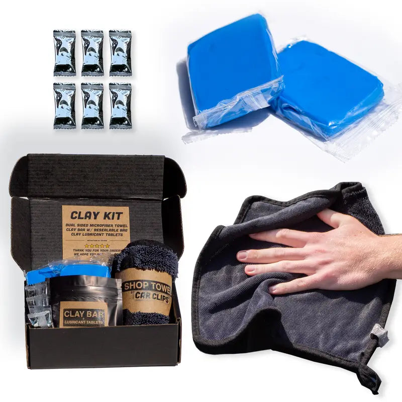 Clay Bar Care Kit   2 Car Detailing Clay Bars, 6 Clay Spray Tablets (1Pcs=16 Oz), Automotive Microfiber Car Drying Towel for Scratch Free Finishing | Paint Renewal, Contaminant Cleansing