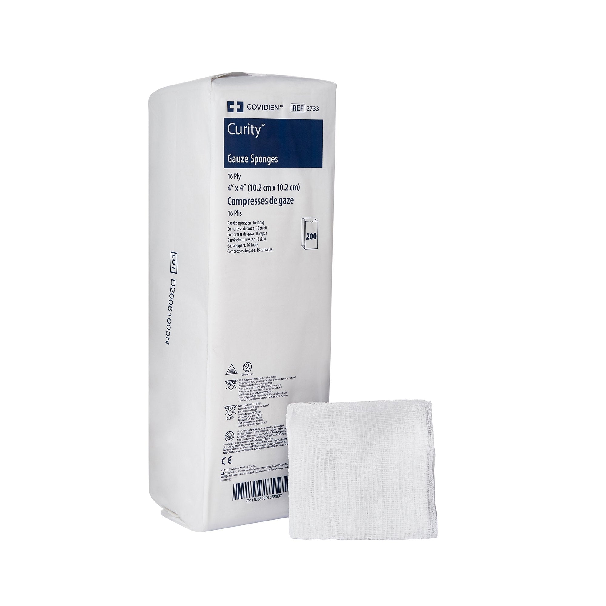 Gauze Sponge Curity 4 X 4 Inch 16-Ply Square NonSterile 200 per Pack