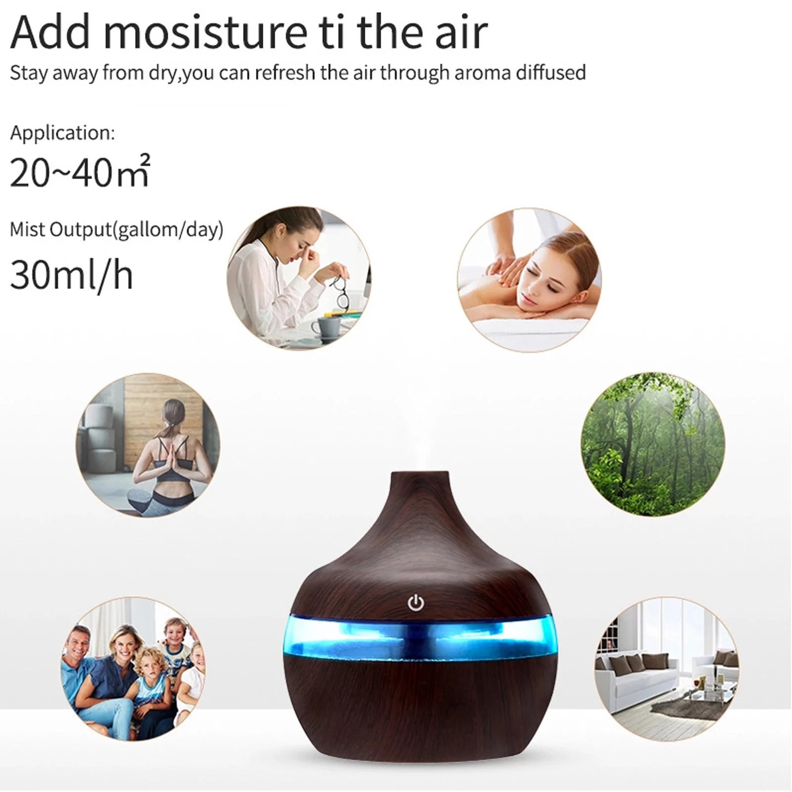 Summer Deals! Essential Oil Diffuser, 300Ml Small Cool Mist Humidifiers, Portable Mini Humidifier - 7 Colors LED Light Humidifiers for Bedroom,Home,Travel,Office,Spa,Yoga,Baby Room