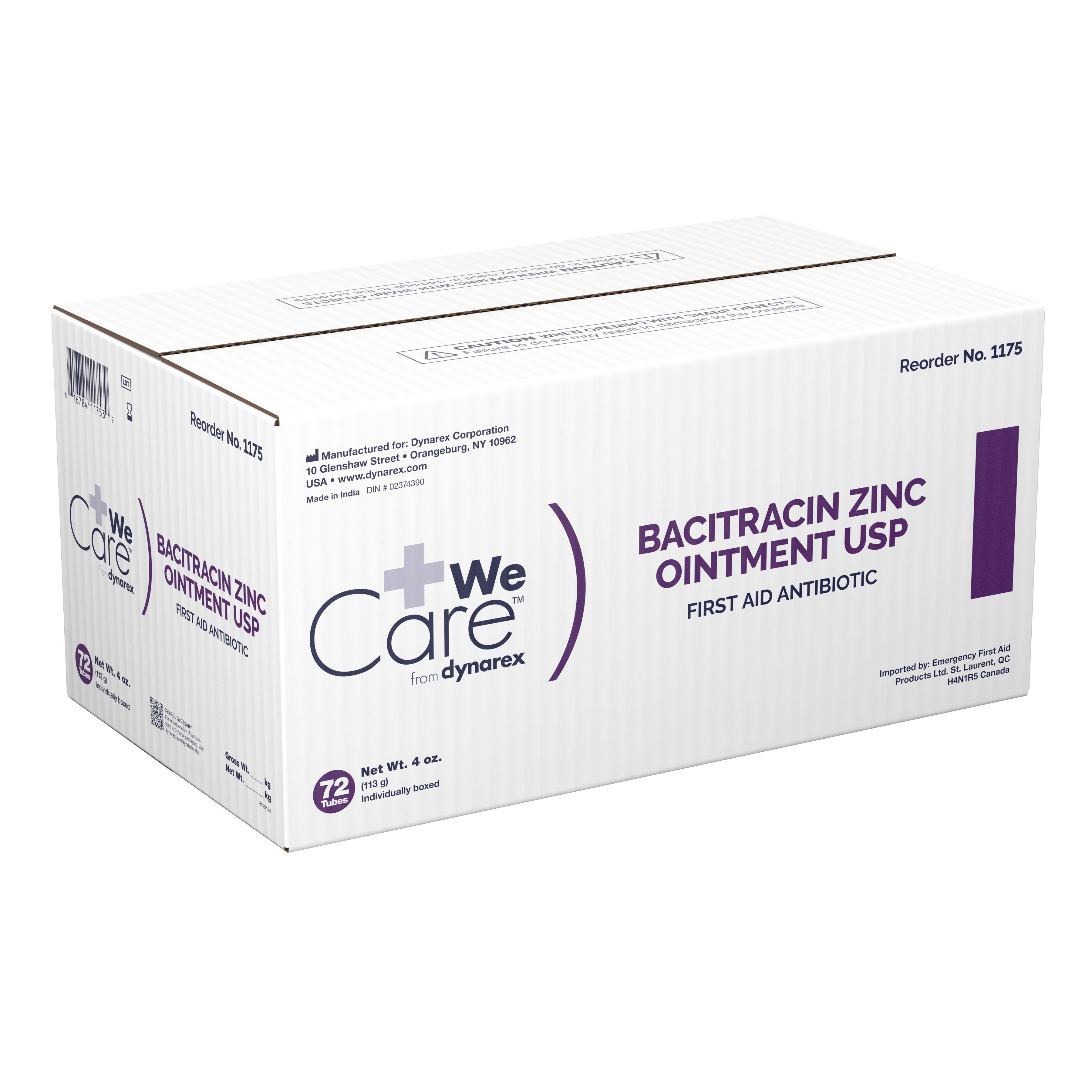 First Aid Antibiotic Bacitracin Zinc WeCare Ointment 4 oz. Tube,Packaging Type- Each