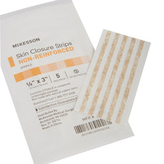 Skin Closure Strip McKesson 1/8 X 3 Inch Nonwoven Material Flexible Strip Tan, Packaging Type - Box