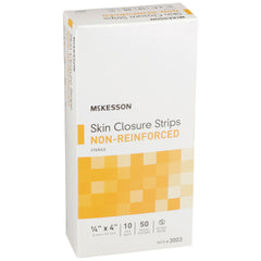 Skin Closure Strip McKesson 1/4 X 4 Inch Nonwoven Material Flexible Strip Tan, Packaging Type- Box