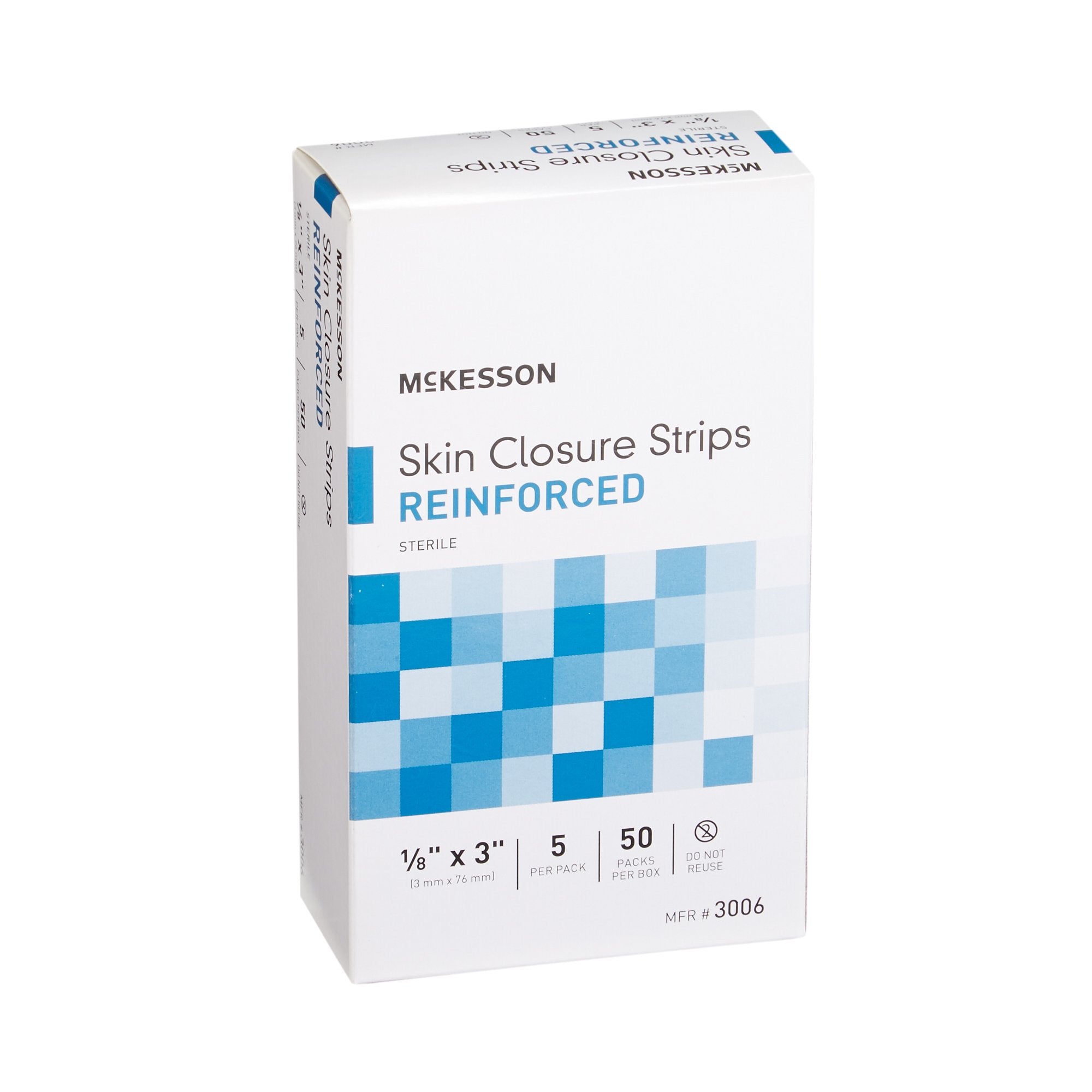 Skin Closure Strip McKesson 1/8 X 3 Inch Nonwoven Material Reinforced Strip White, Packaging Type- Case