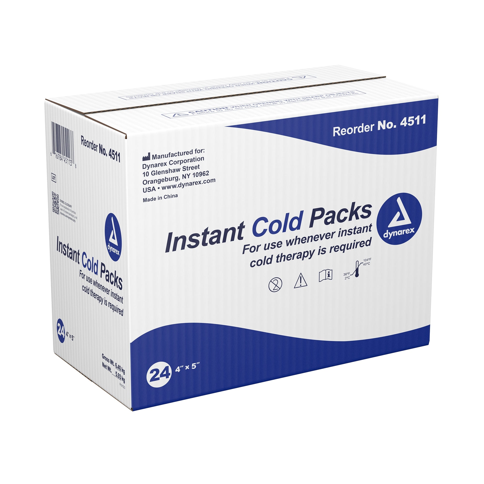 Instant Cold Pack Dynarex General Purpose One Size Fits Most 4 X 5 Inch Plastic / Calcium Ammonium Nitrate / Water Disposable, Packaging Type- Case