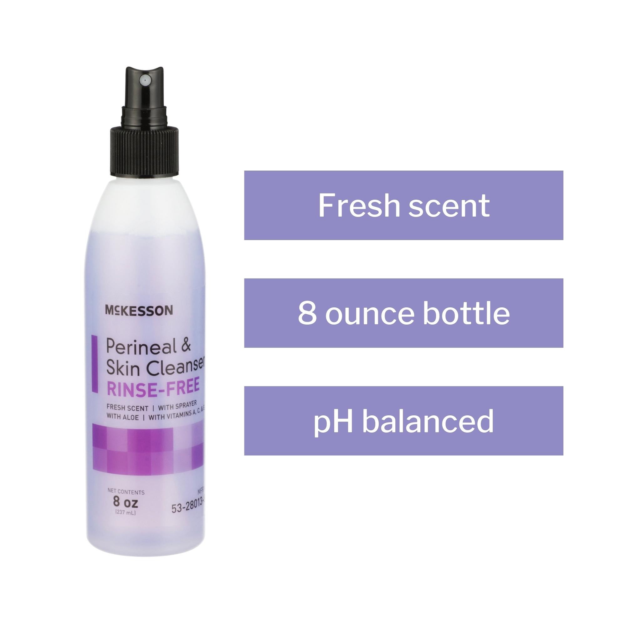 Rinse-Free Perineal Wash McKesson Liquid 8 oz. Pump Bottle Fresh Scent