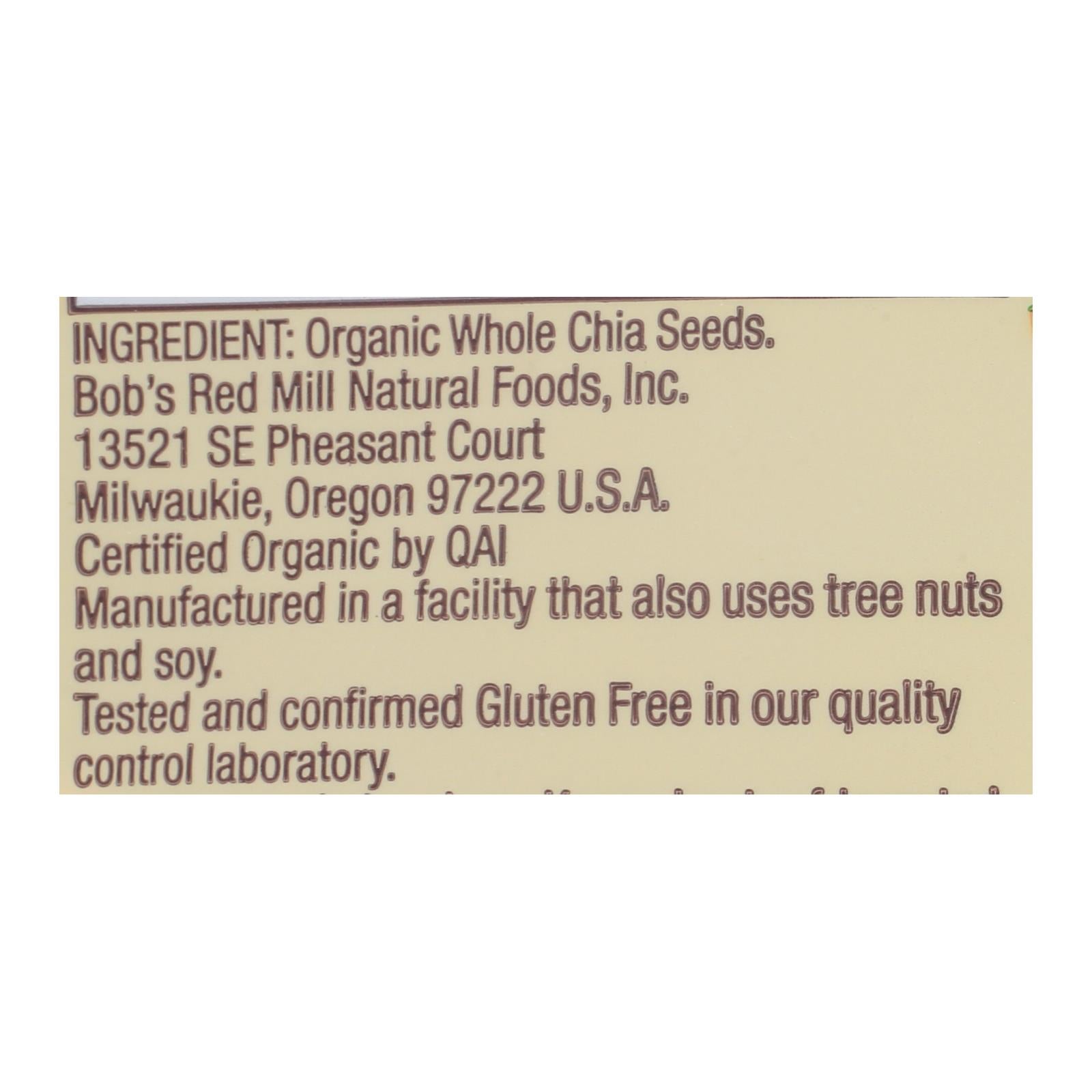 Bob's Red Mill - Seeds Chia - Case Of 5-12 Oz