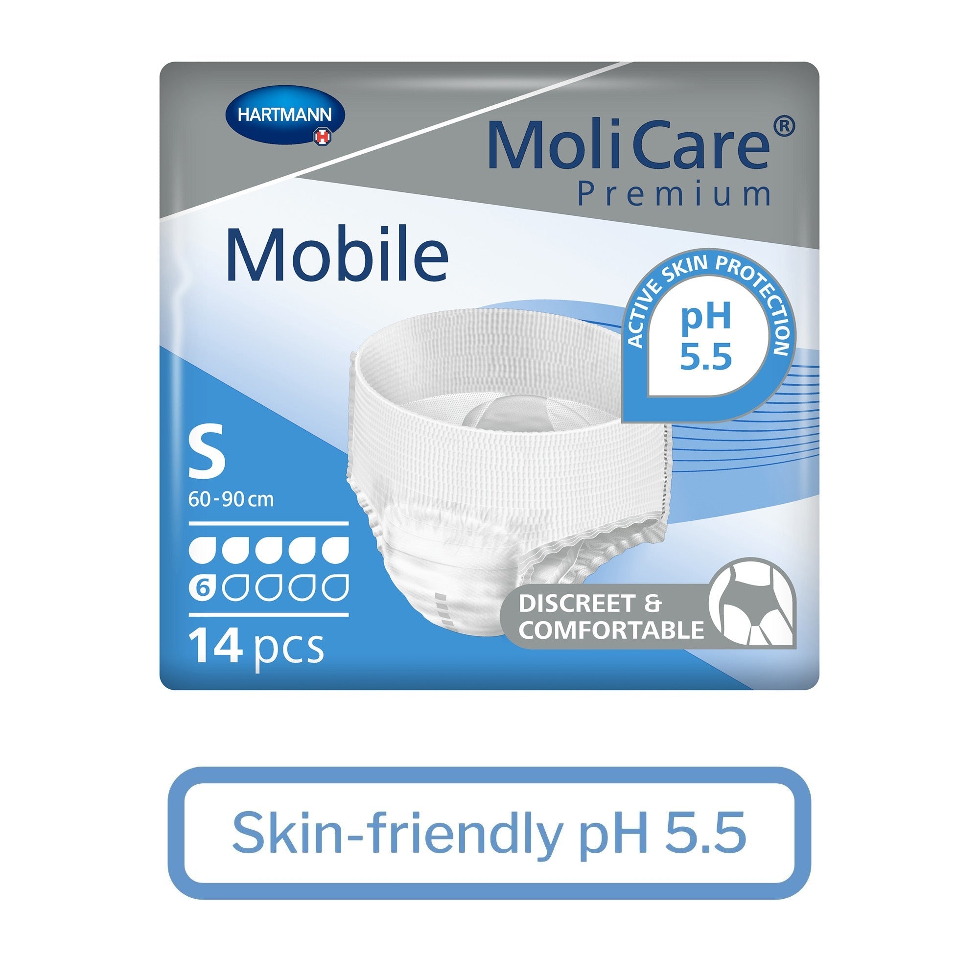 Unisex Adult Absorbent Underwear MoliCare Premium Mobile 6D Pull On with Tear Away Seams Small Disposable Moderate Absorbency, Packaging Type- Case