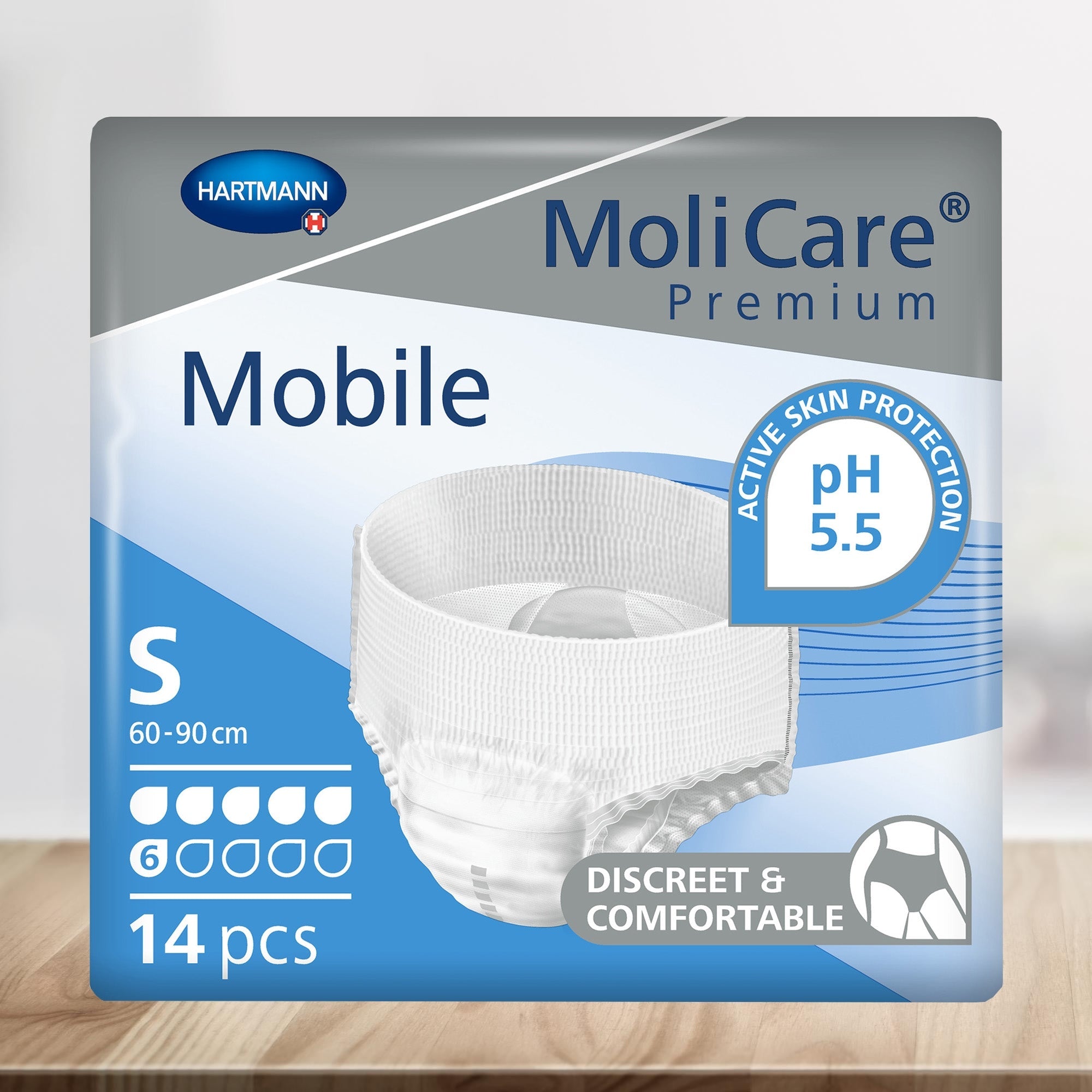 Unisex Adult Absorbent Underwear MoliCare Premium Mobile 6D Pull On with Tear Away Seams Small Disposable Moderate Absorbency, Packaging Type- Case