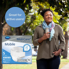 unisex adult absorbent underwear molicare premium mobile 6d pull on with tear away seams small disposable moderate absorbency packaging type case
