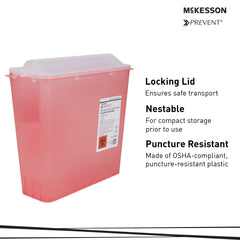 Sharps Container McKesson Prevent Translucent Red Base 10-3/4 H X 10-1/2 W X 4-3/4 D Inch Horizontal Entry 1.25 Gallon, Packaging Type- Case