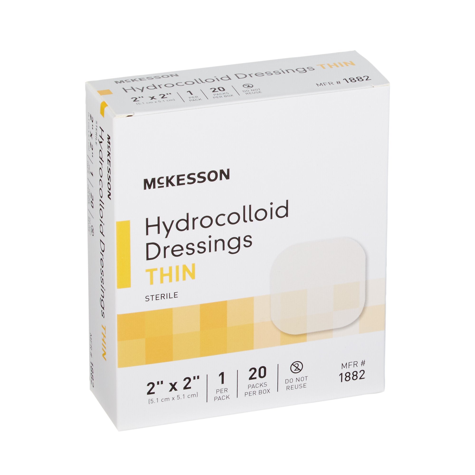 Thin Hydrocolloid Dressing McKesson Film Backing 2 X 2 Inch Square Hydrocolloid,Packaging Type- Each