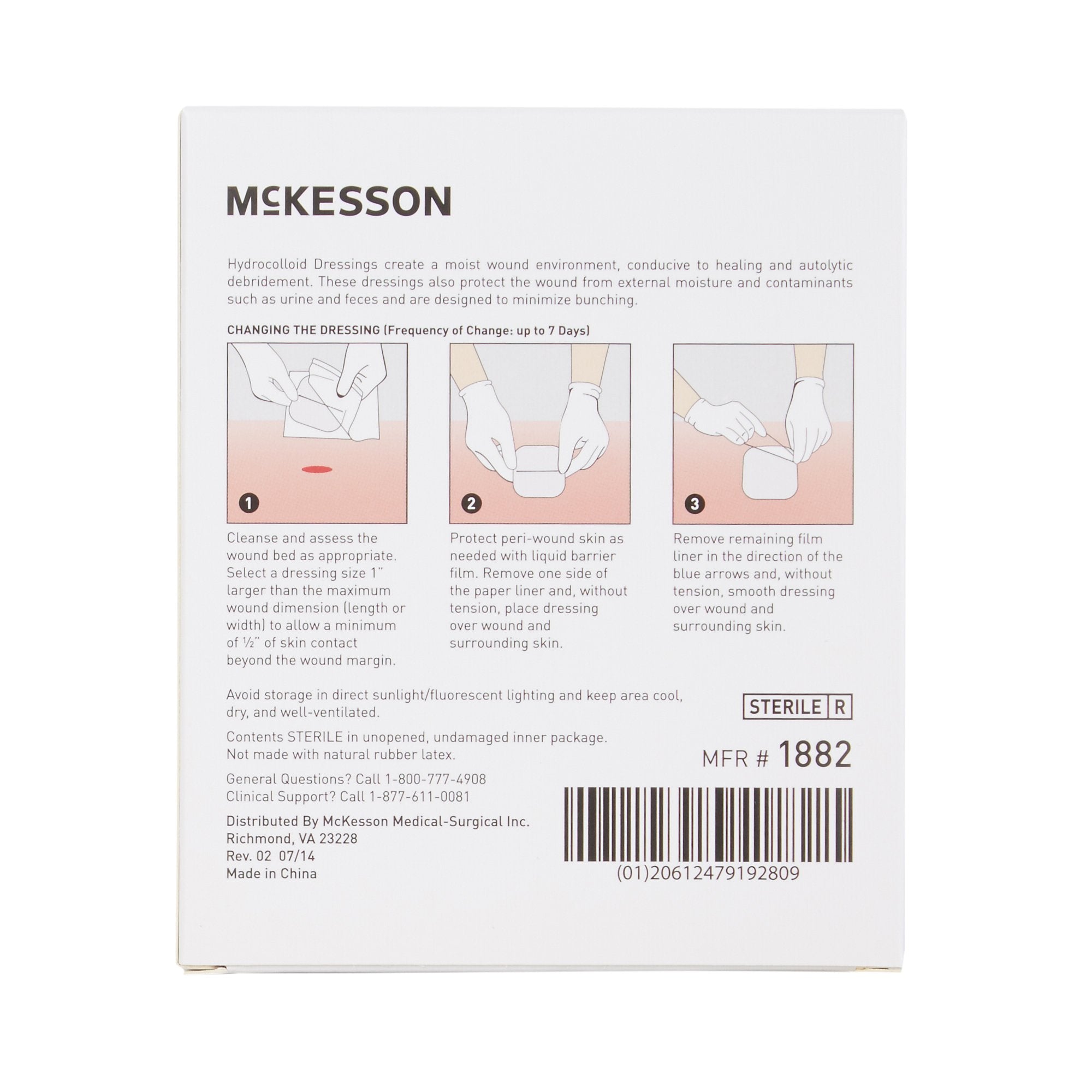 Thin Hydrocolloid Dressing McKesson Film Backing 2 X 2 Inch Square Hydrocolloid,Packaging Type- Each