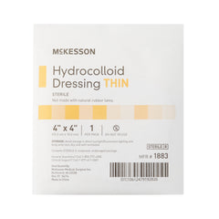 Thin Hydrocolloid Dressing McKesson Film Backing 4 X 4 Inch Square Hydrocolloid