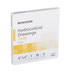 Thin Hydrocolloid Dressing McKesson Film Backing 4 X 4 Inch Square Hydrocolloid
