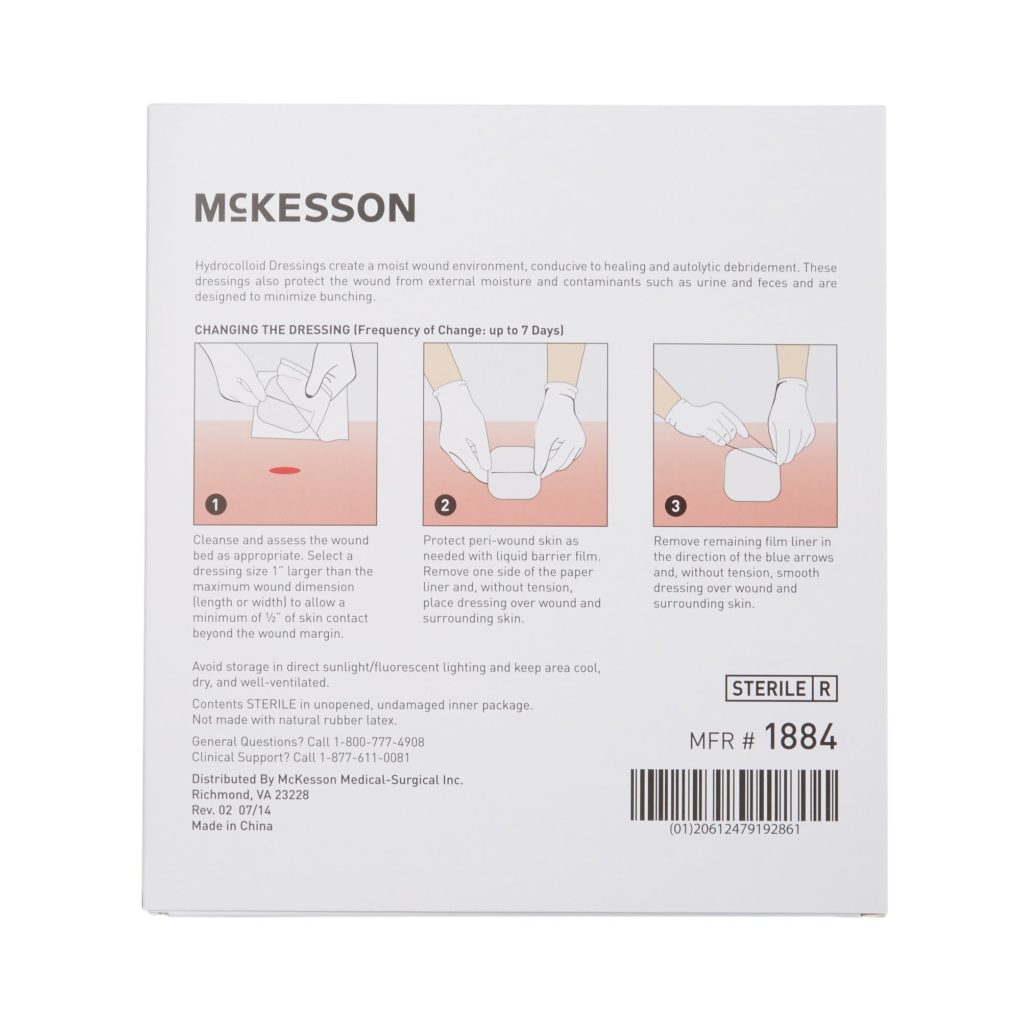 Thin Hydrocolloid Dressing McKesson 6 X 6 Inch Square,  Packaging Type- Box