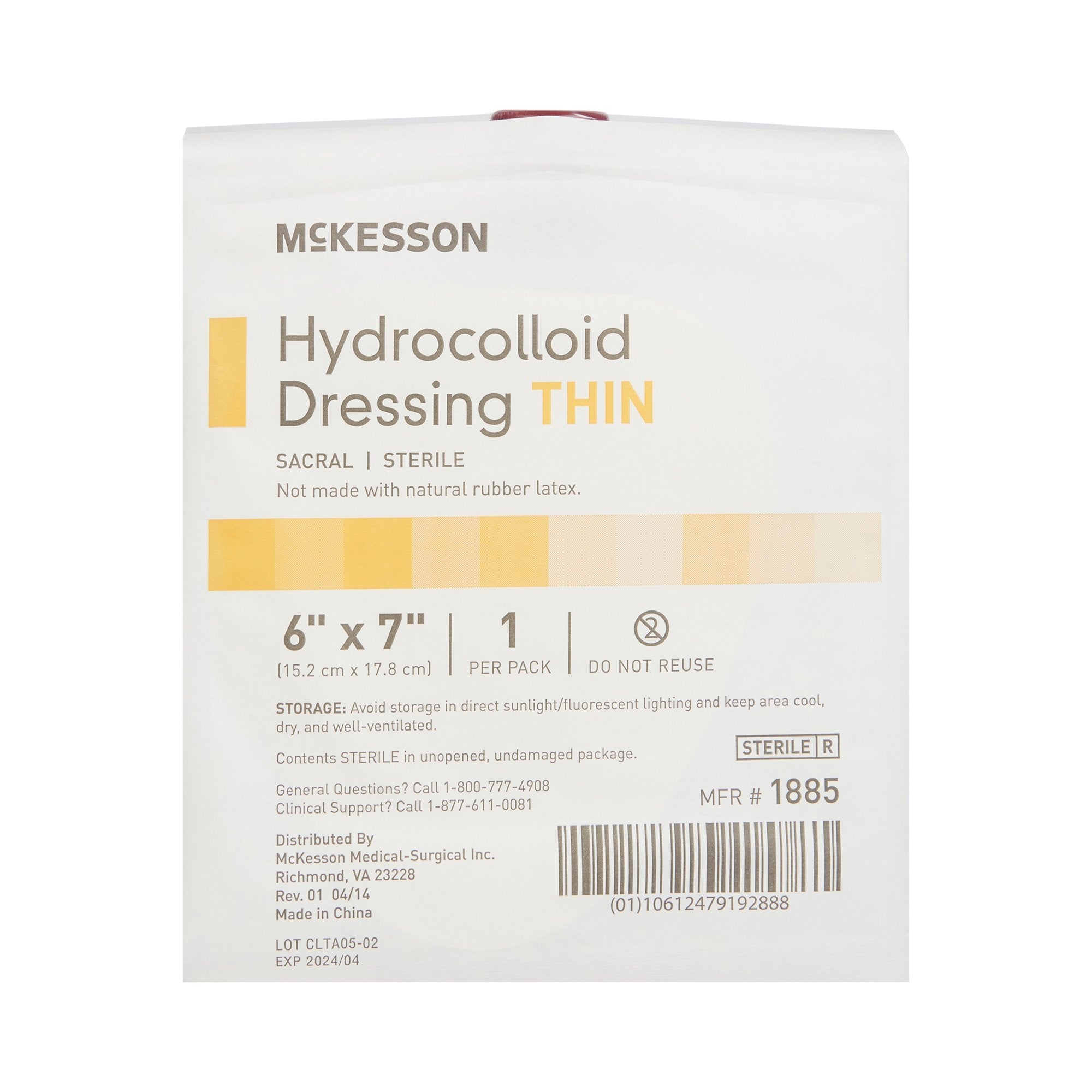 Thin Hydrocolloid Dressing McKesson Film Backing 6 X 7 Inch Sacral Hydrocolloid,Packaging Type- Each