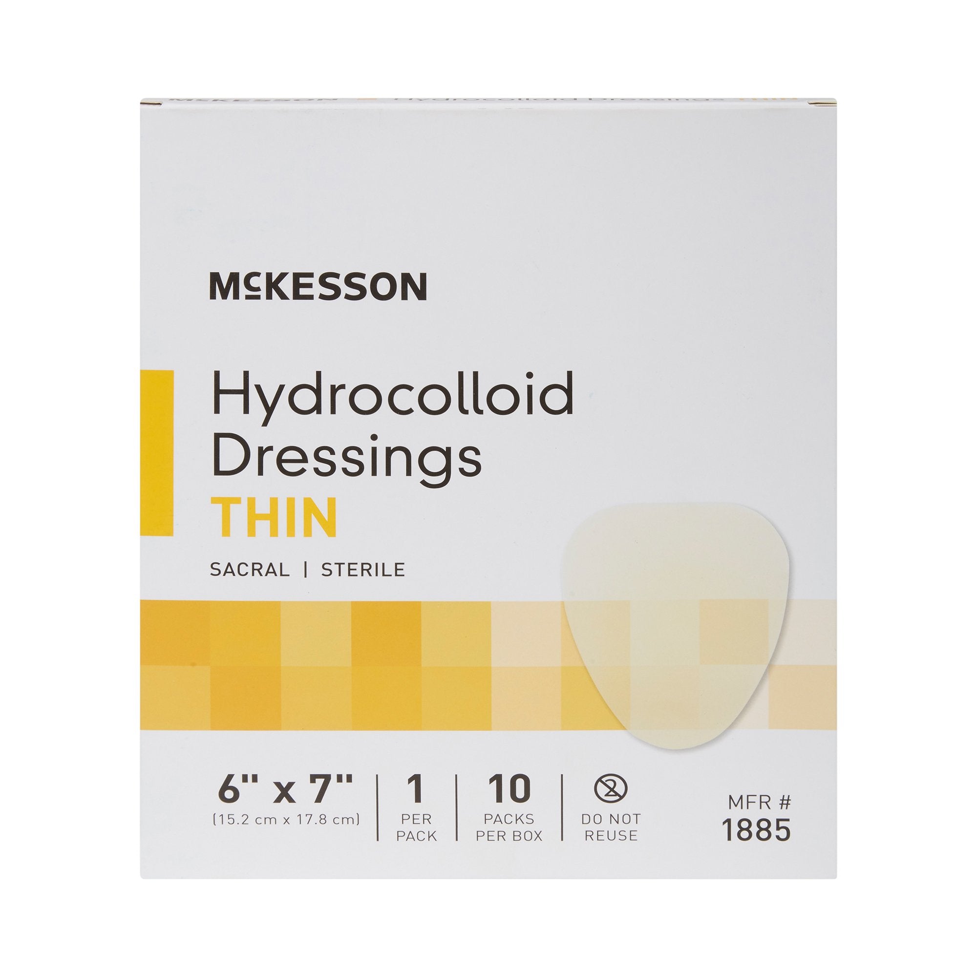 Thin Hydrocolloid Dressing McKesson Film Backing 6 X 7 Inch Sacral Hydrocolloid,Packaging Type- Each