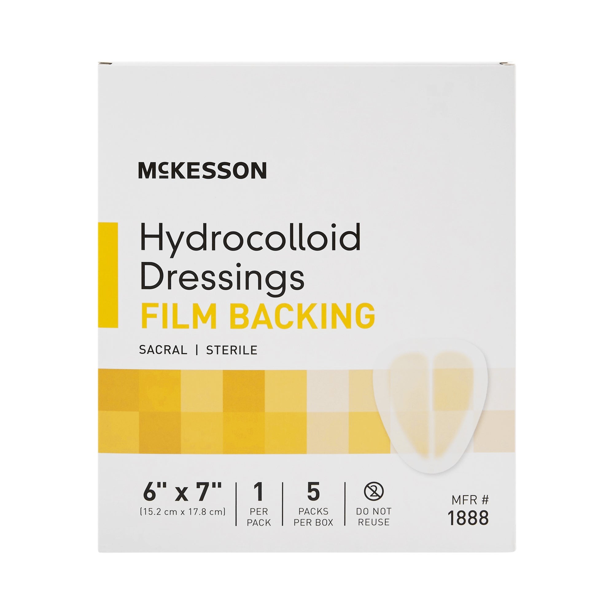 Hydrocolloid Dressing McKesson 6 X 7 Inch Sacral,  Packaging Type- Case