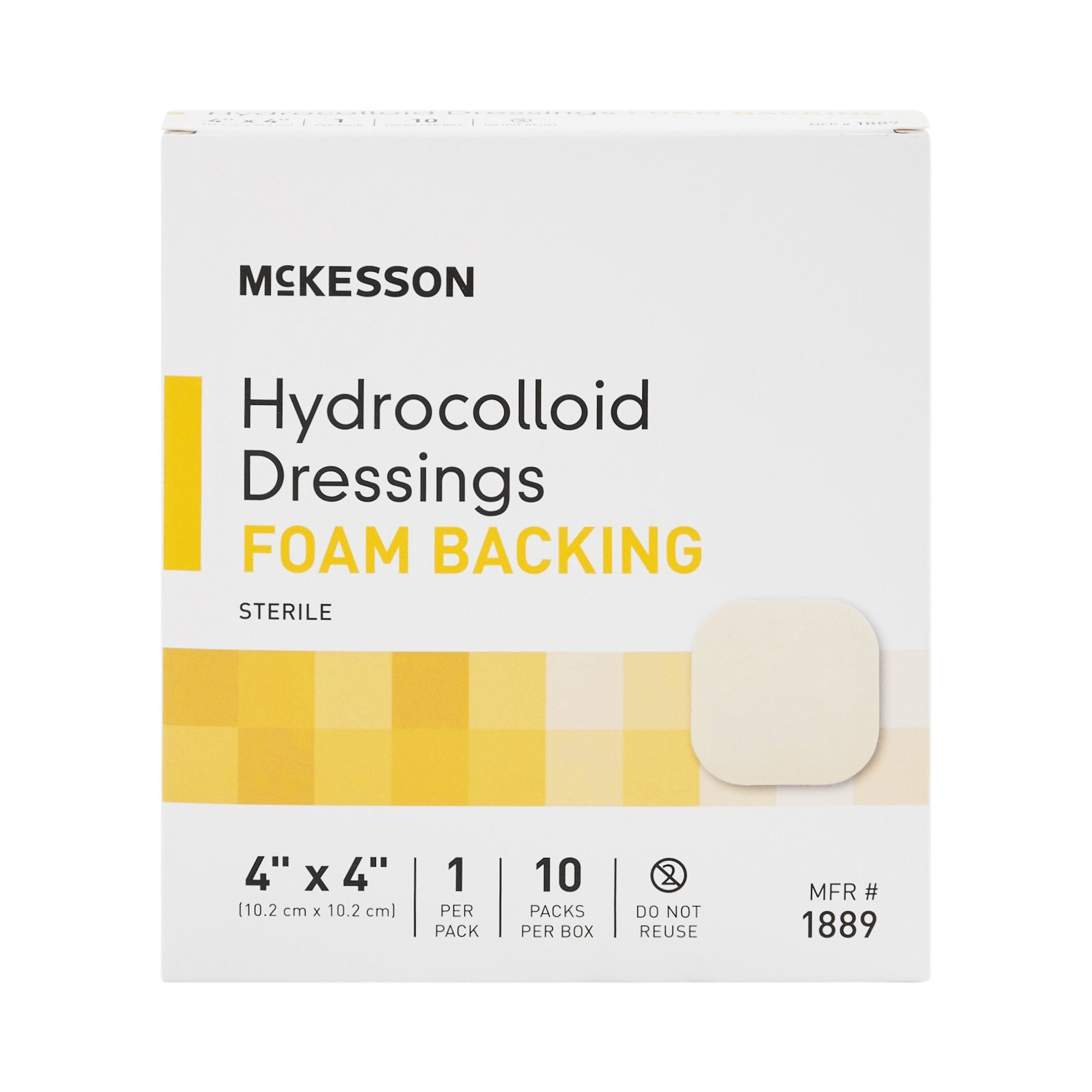 Apósito hidrocoloide con respaldo de espuma McKesson de 4 x 4 pulgadas cuadradas, hidrocoloide/espuma, tipo de embalaje: caja