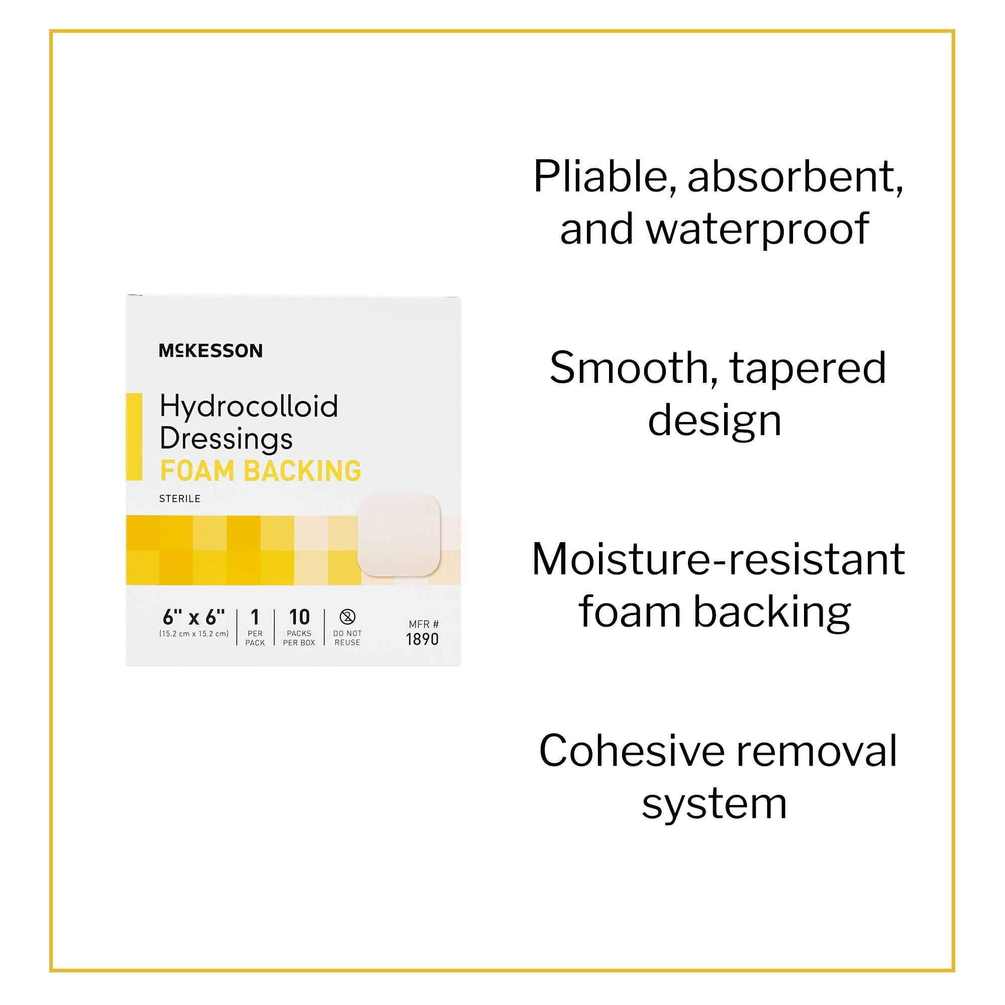 Apósito hidrocoloide con respaldo de espuma McKesson de 6 x 6 pulgadas cuadradas, hidrocoloide/espuma, tipo de embalaje: caja