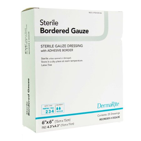 Island Dressing DermaRite Bordered Gauze 6 X 6 Inch Square Sterile,Packaging Type- Box