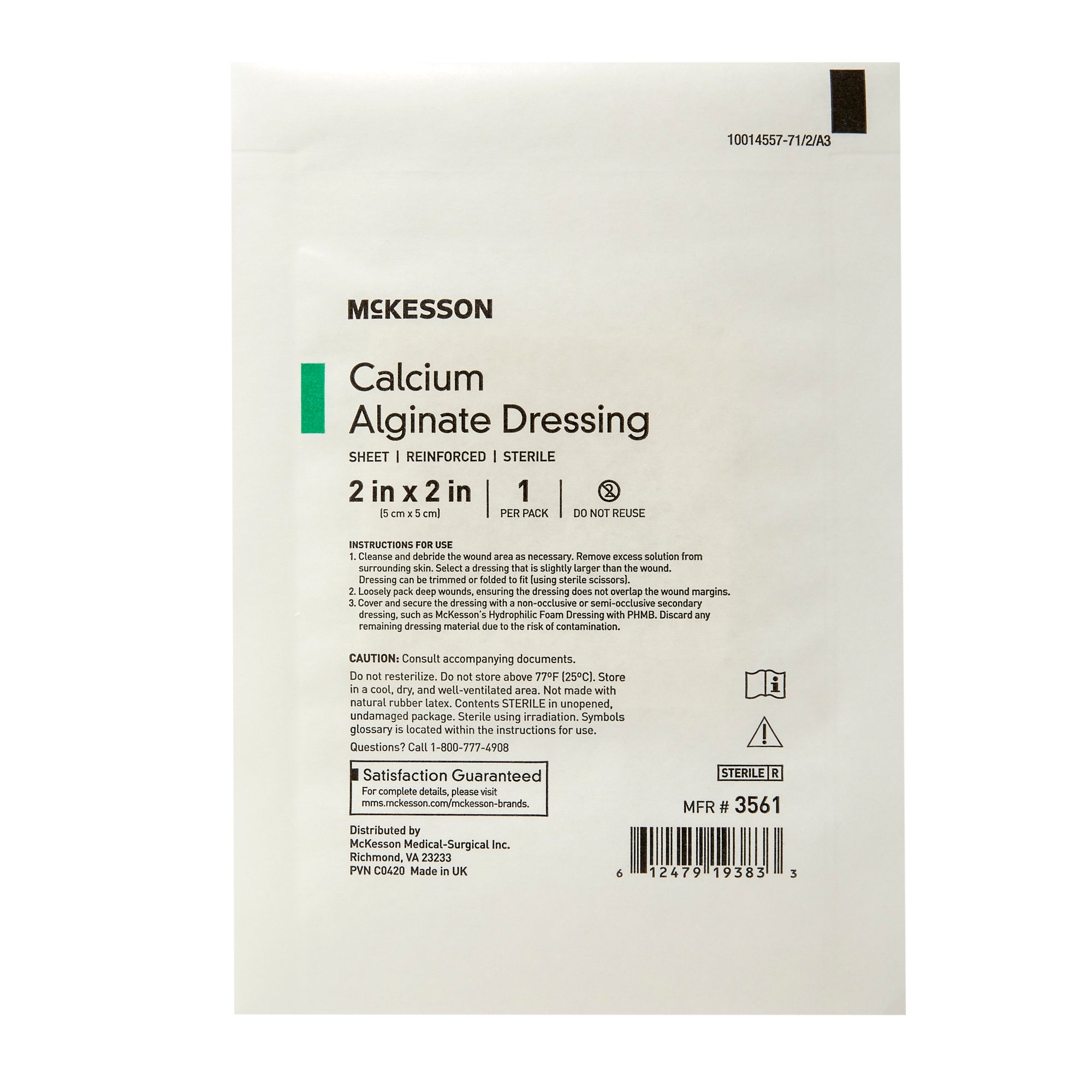Alginate Dressing McKesson 2 X 2 Inch Square,  Packaging Type- Case