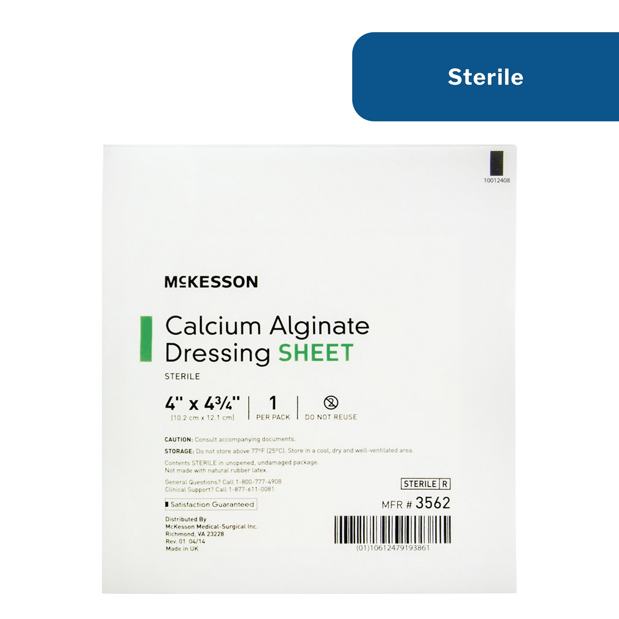 Alginate Dressing McKesson 4 X 4-3/4 Inch Rectangle