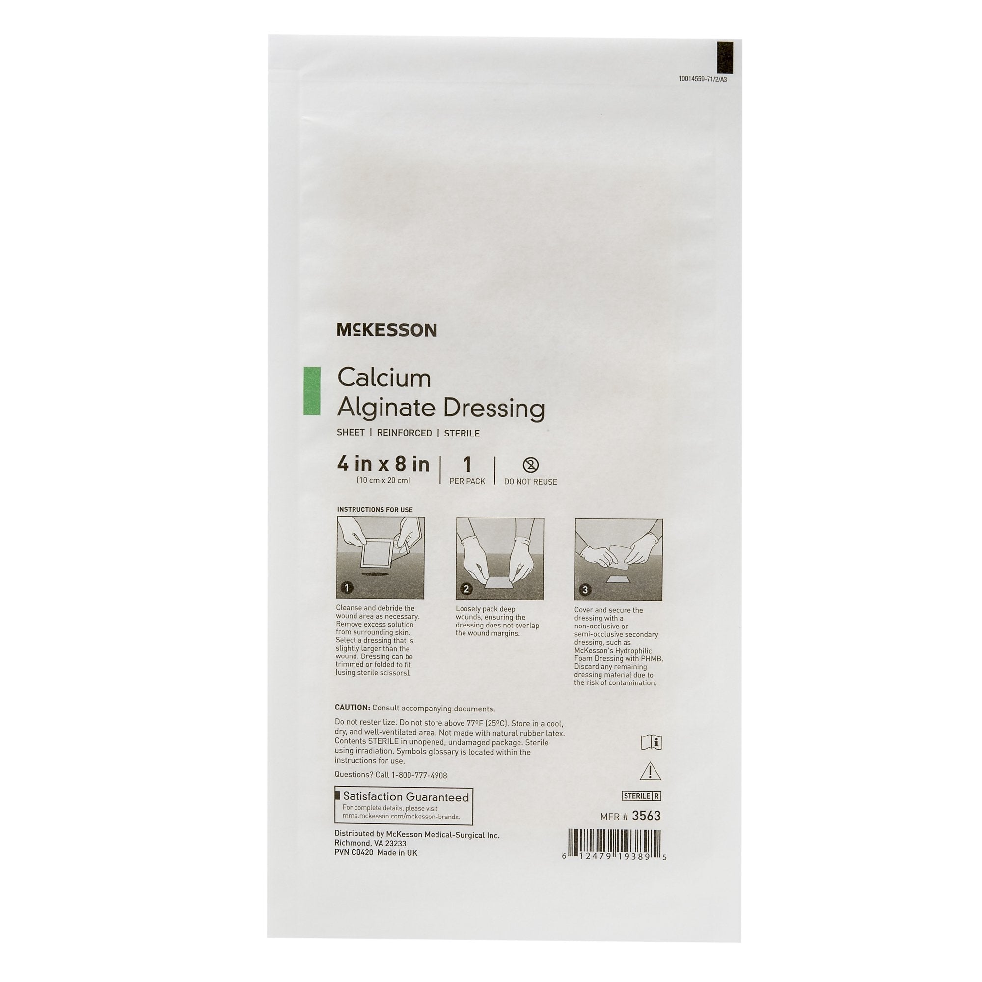 Alginate Dressing McKesson 4 X 8 Inch Rectangle,Packaging Type- Each