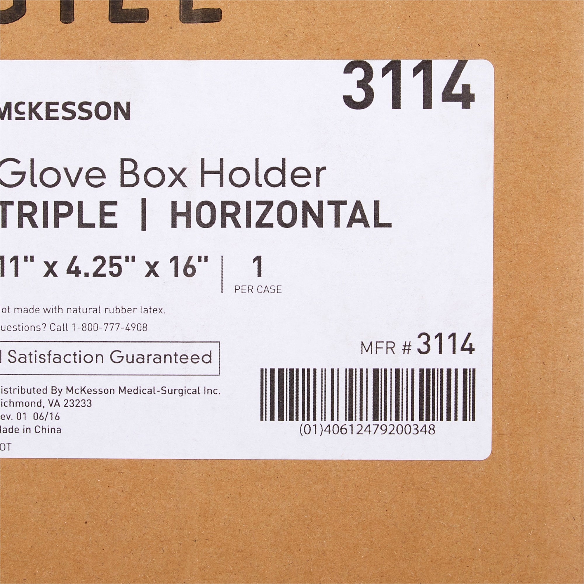 Glove Box Holder McKesson Horizontal Mounted 3-Box Capacity Clear 4-1/4 X 11 X 16 Inch Plastic, Packaging Type- Each