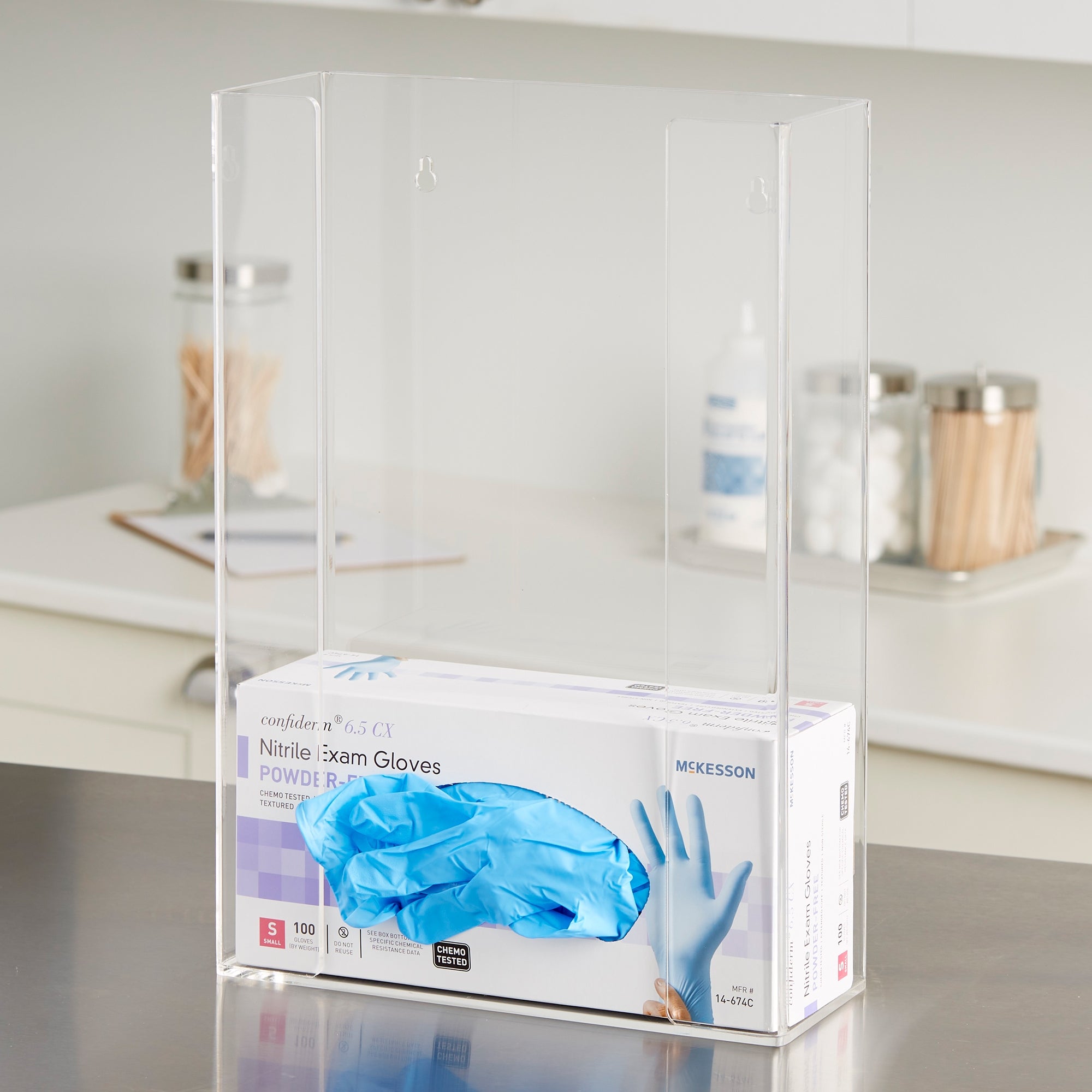 Glove Box Holder McKesson Horizontal Mounted 3-Box Capacity Clear 4-1/4 X 11 X 16 Inch Plastic, Packaging Type- Each
