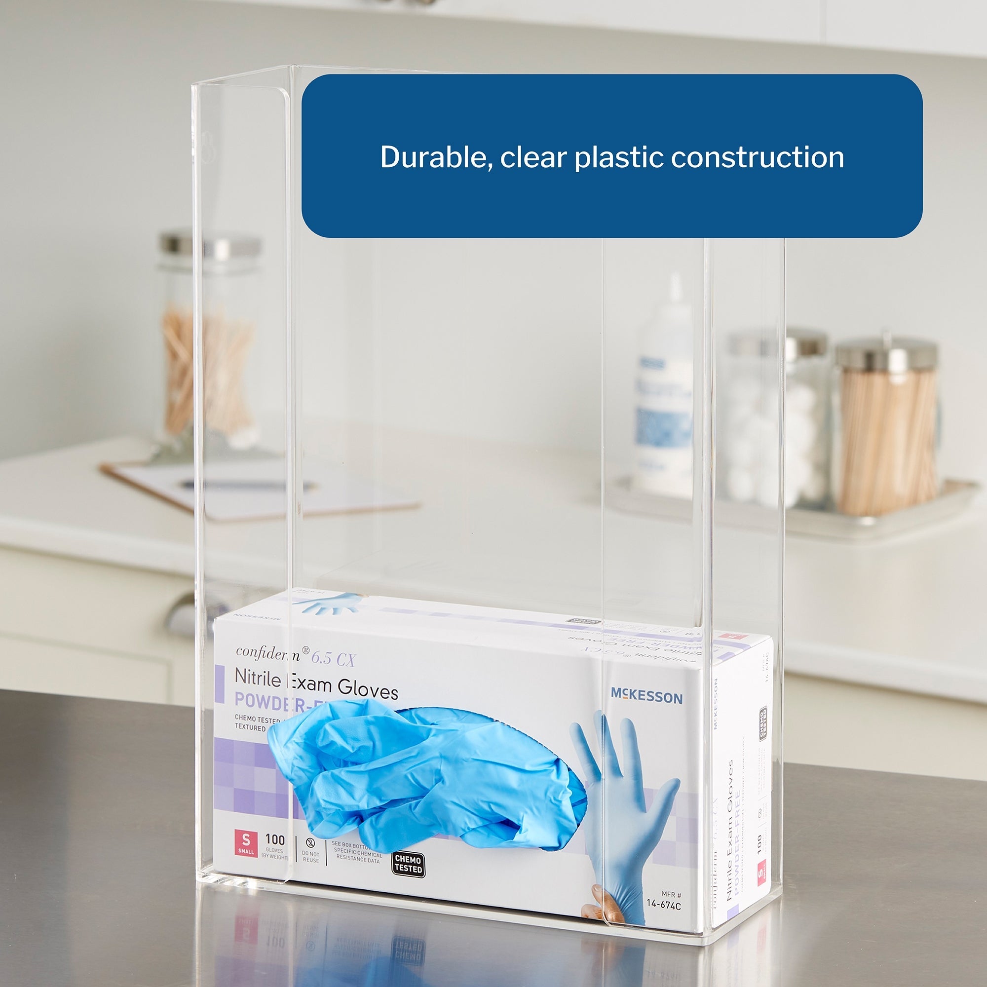 Glove Box Holder McKesson Horizontal Mounted 3-Box Capacity Clear 4-1/4 X 11 X 16 Inch Plastic, Packaging Type- Each