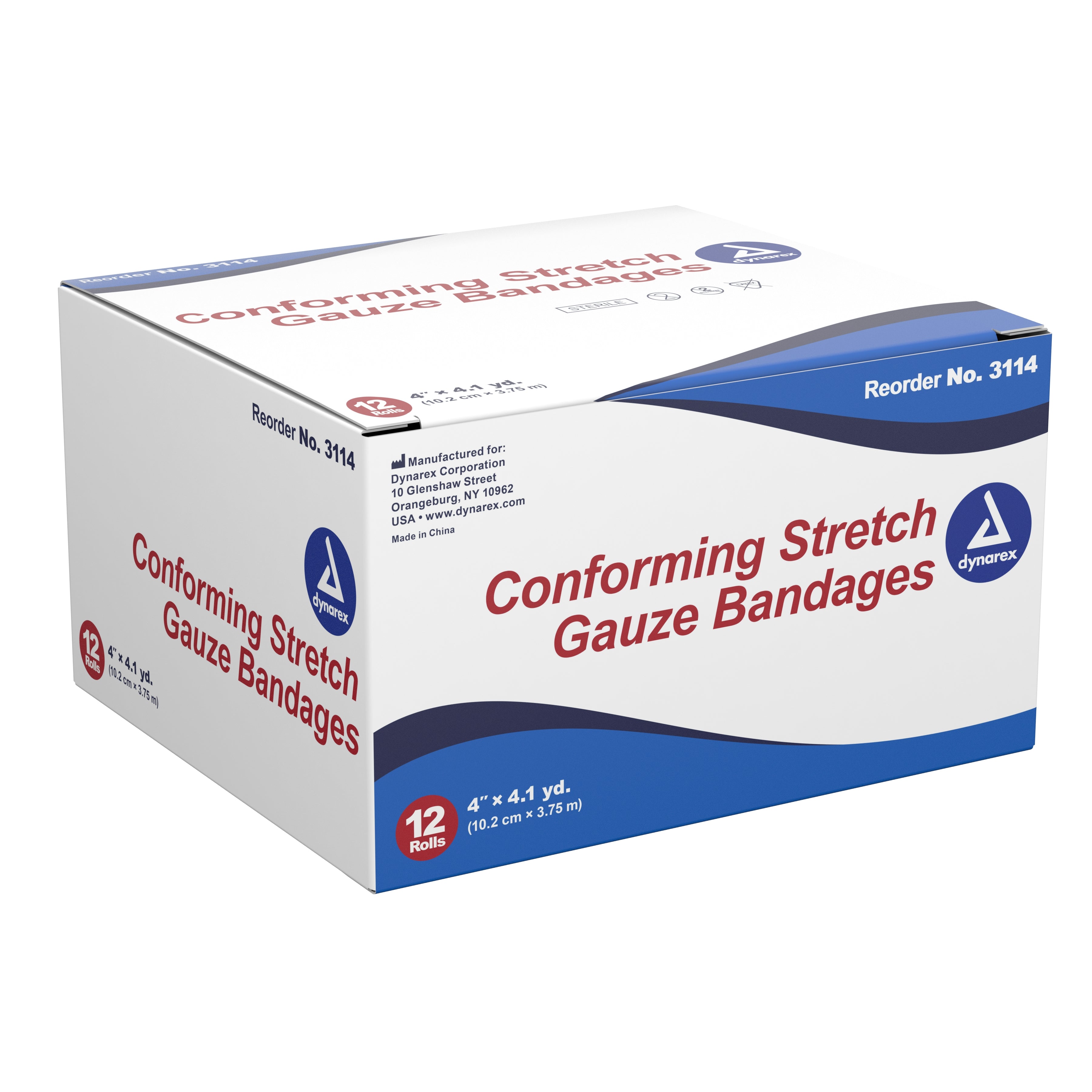 Conforming Bandage Dynarex 4 Inch X 4-1/10 Yard 1-Ply Sterile 1 per Pouch,Packaging Type- Box