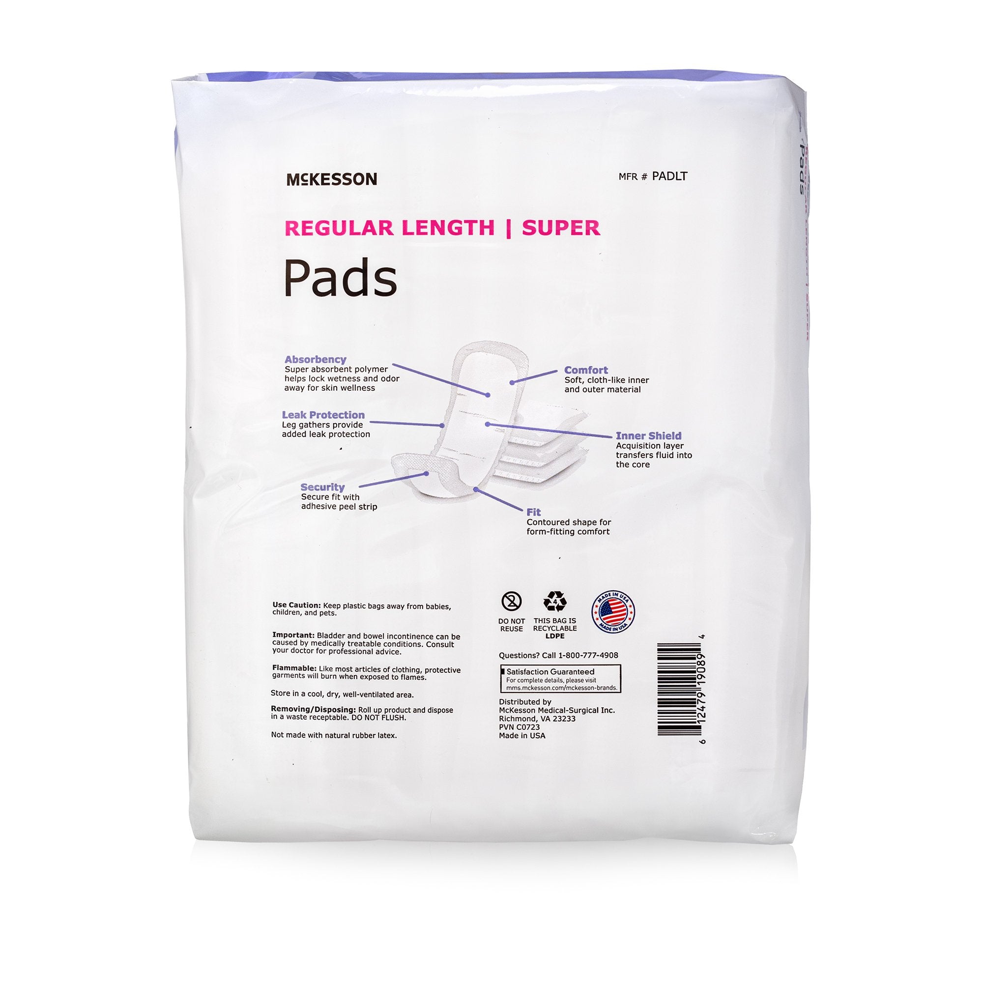 Bladder Control Pad McKesson Super 10 Inch Length Moderate Absorbency Polymer Core One Size Fits Most, Packaging Type- Case