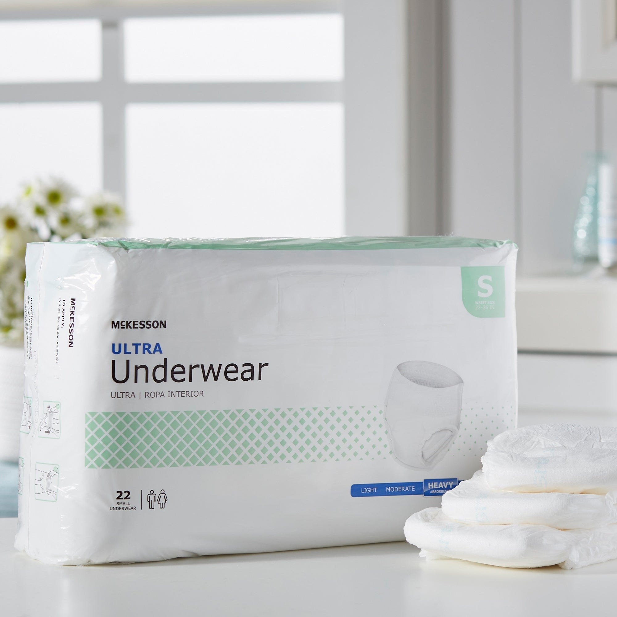 Unisex Adult Absorbent Underwear McKesson Ultra Pull On with Tear Away Seams Small Disposable Heavy Absorbency, Packaging Type- Case