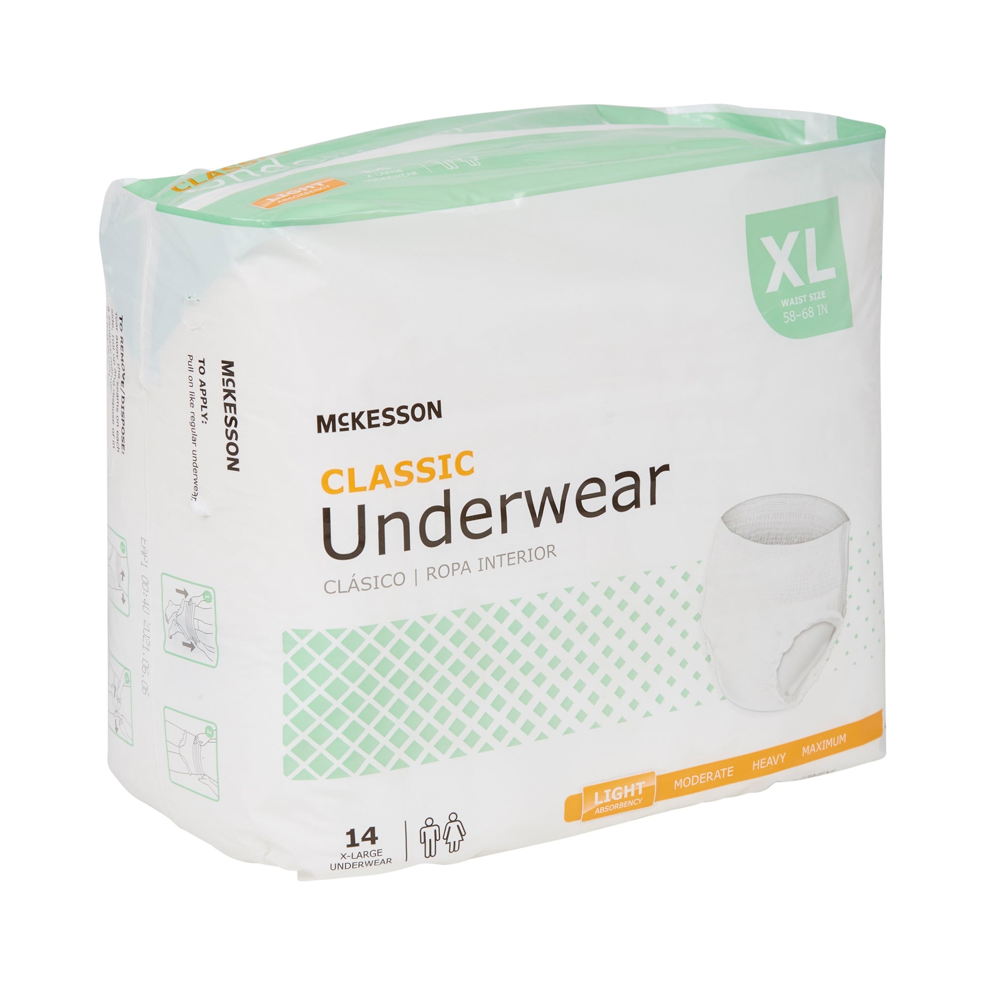 Unisex Adult Absorbent Underwear McKesson Classic Pull On with Tear Away Seams X-Large Disposable Light Absorbency | 4BG/Case