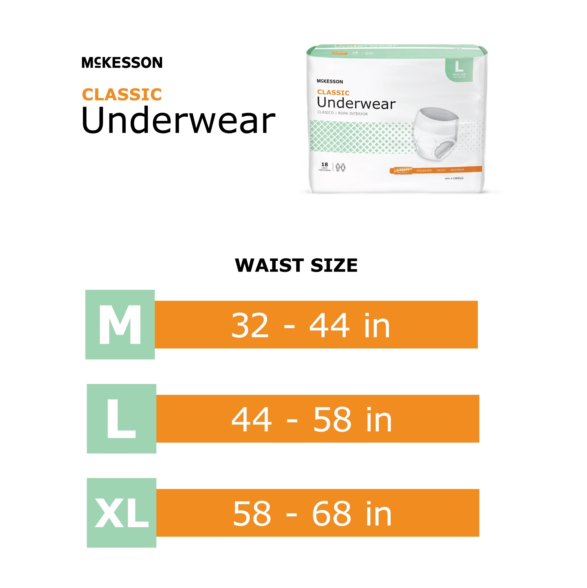 Unisex Adult Absorbent Underwear McKesson Classic Pull On with Tear Away Seams X-Large Disposable Light Absorbency, Packaging Type- Case