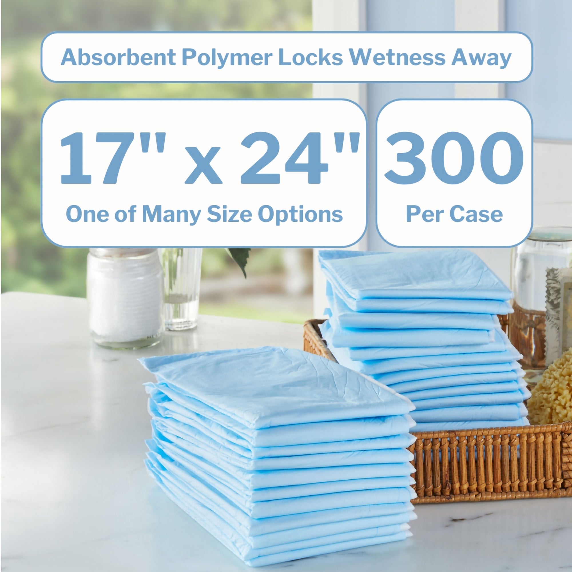 Disposable Underpad McKesson Classic 17 X 24 Inch Fluff / Polymer Light Absorbency, Packaging Type- Case