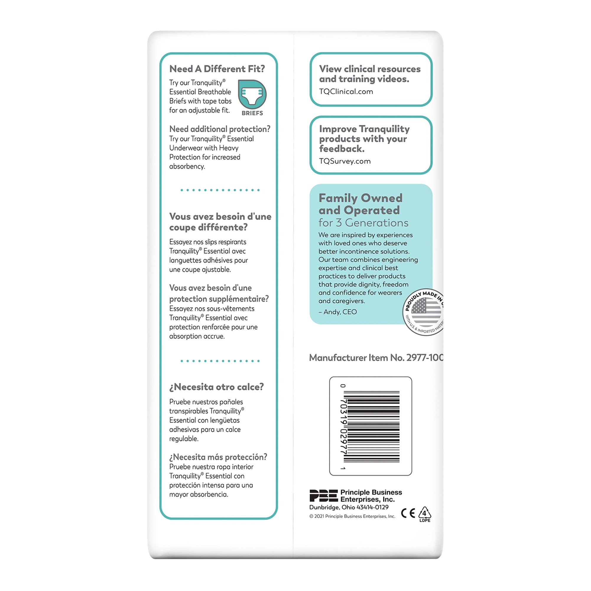 Unisex Adult Absorbent Underwear Tranquility Essential Pull On with Tear Away Seams X-Large Disposable Moderate Absorbency, Packaging Type- Case