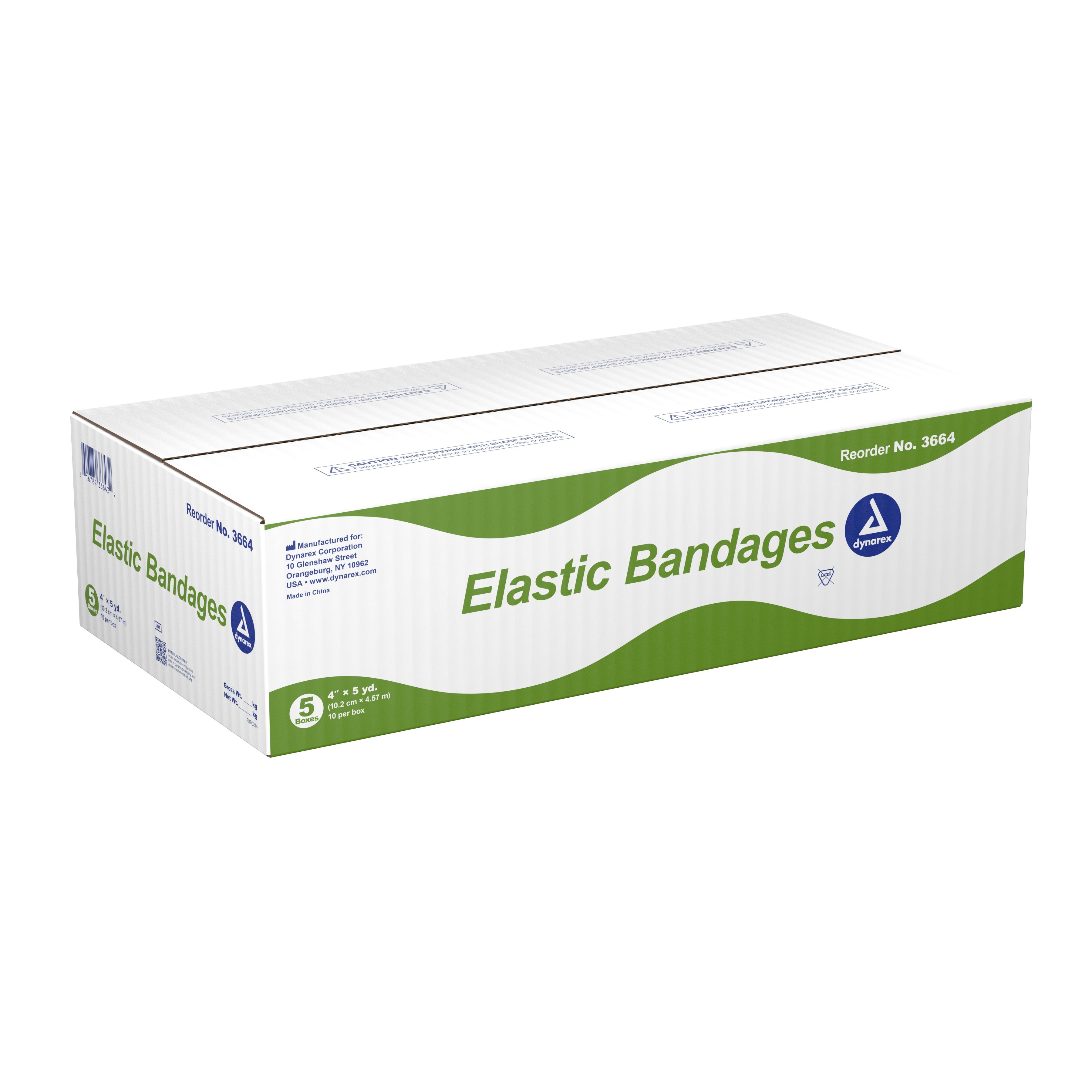 Elastic Bandage Dynarex 4 Inch X 4-1/2 Yard Clip Detached Closure Tan NonSterile Standard Compression,Packaging Type- Box