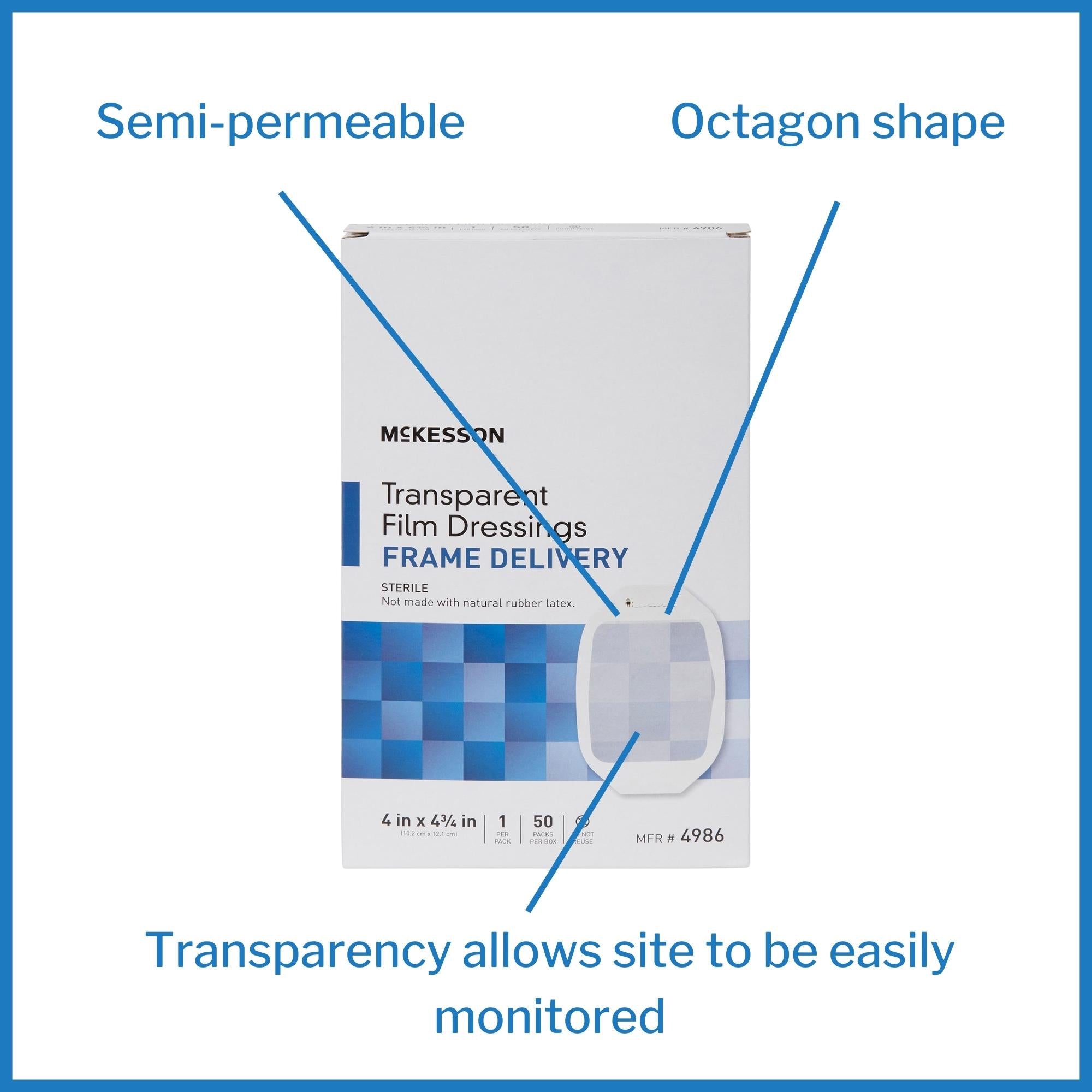 Transparent Film Dressing McKesson 4 X 4-3/4 Inch Frame Style Delivery Octagon Sterile