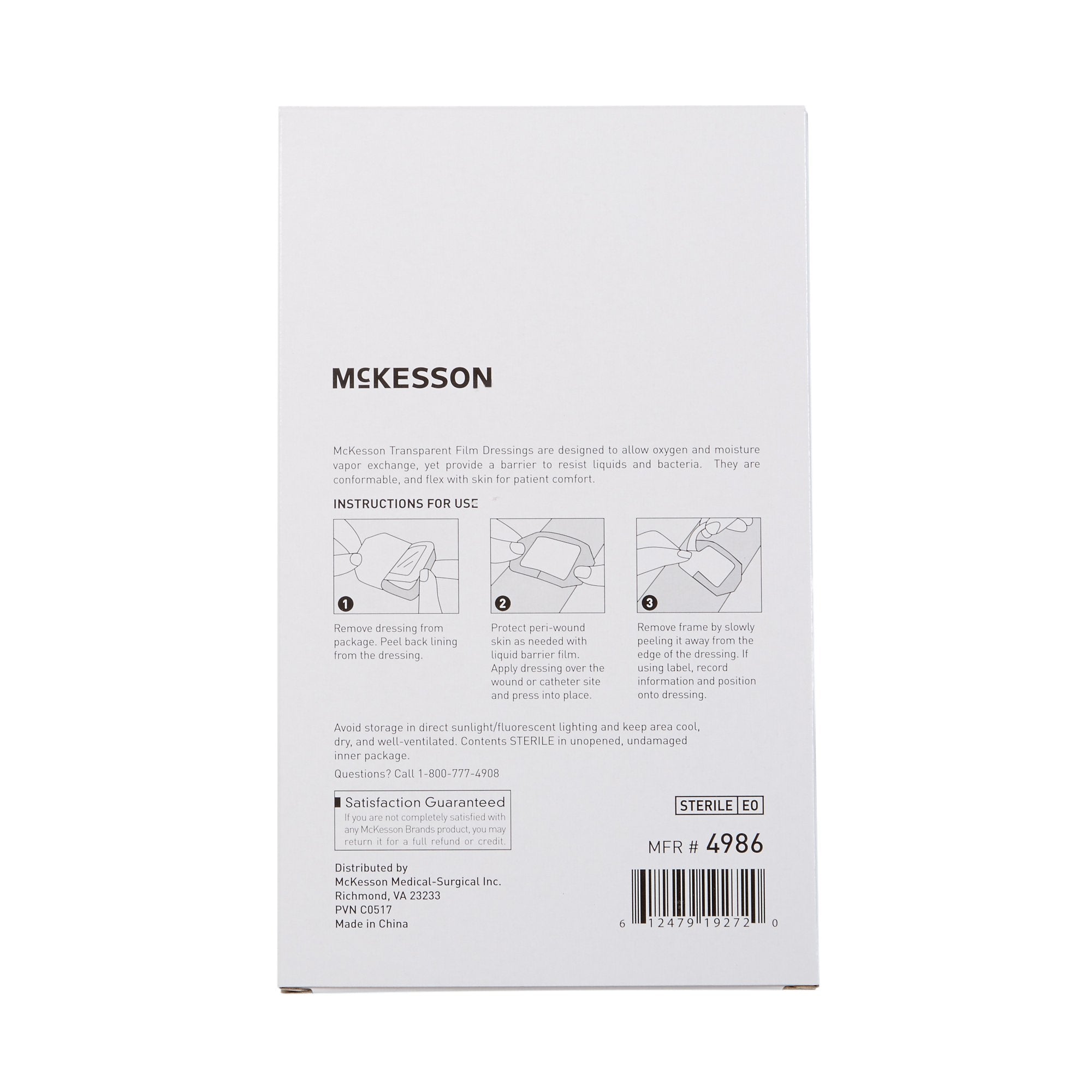 Transparent Film Dressing McKesson 4 X 4-3/4 Inch Frame Style Delivery Octagon Sterile,Packaging Type- Box