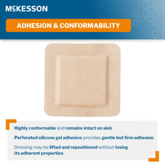 Foam Dressing McKesson 3 X 3 Inch With Border Film Backing Silicone Gel Adhesive Square Sterile,Packaging Type- Box