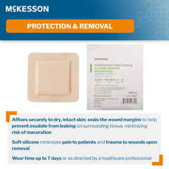 Foam Dressing McKesson 3 X 3 Inch With Border Film Backing Silicone Gel Adhesive Square Sterile,Packaging Type- Box