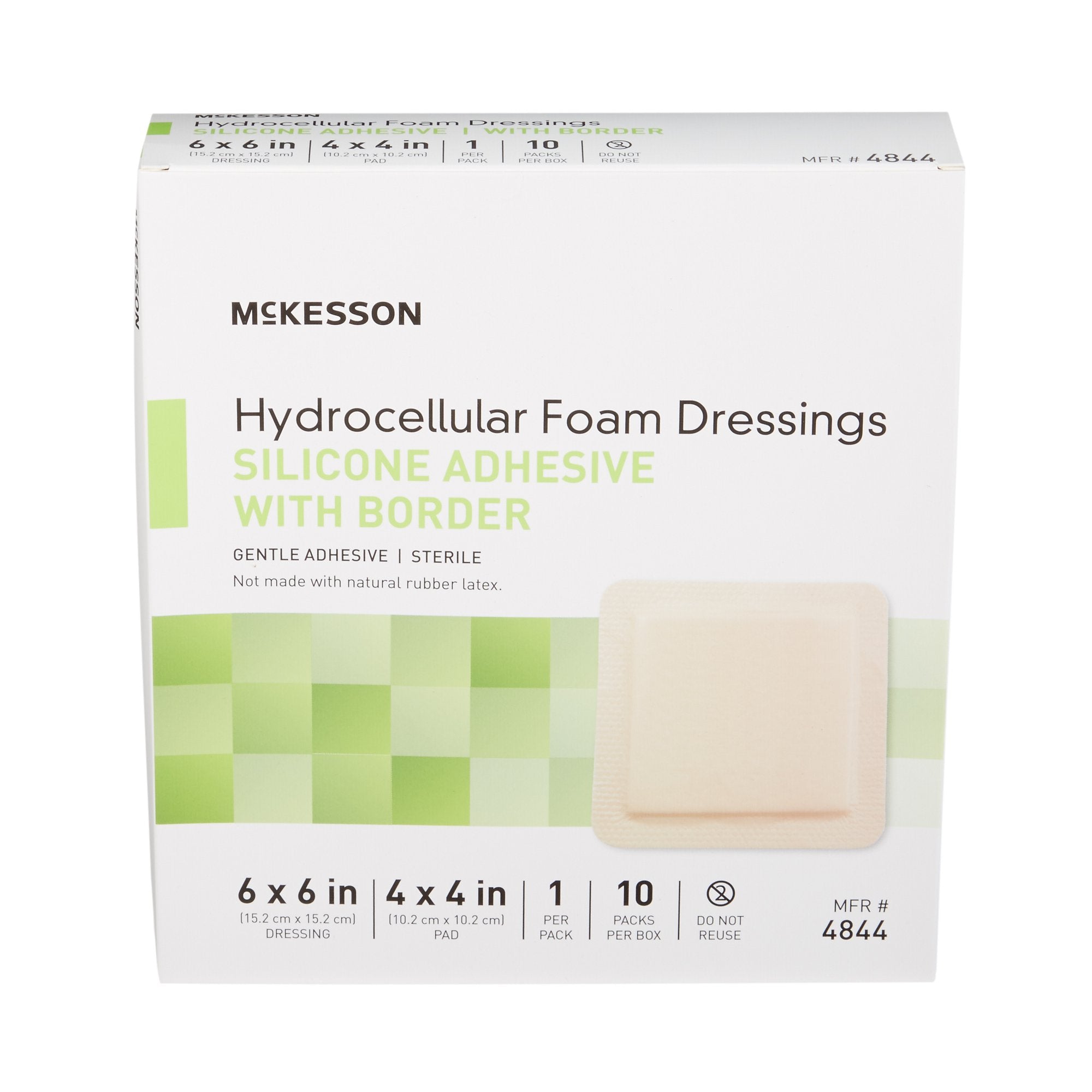 Foam Dressing McKesson 6 X 6 Inch With Border Film Backing Silicone Gel Adhesive Square Sterile,Packaging Type- Box