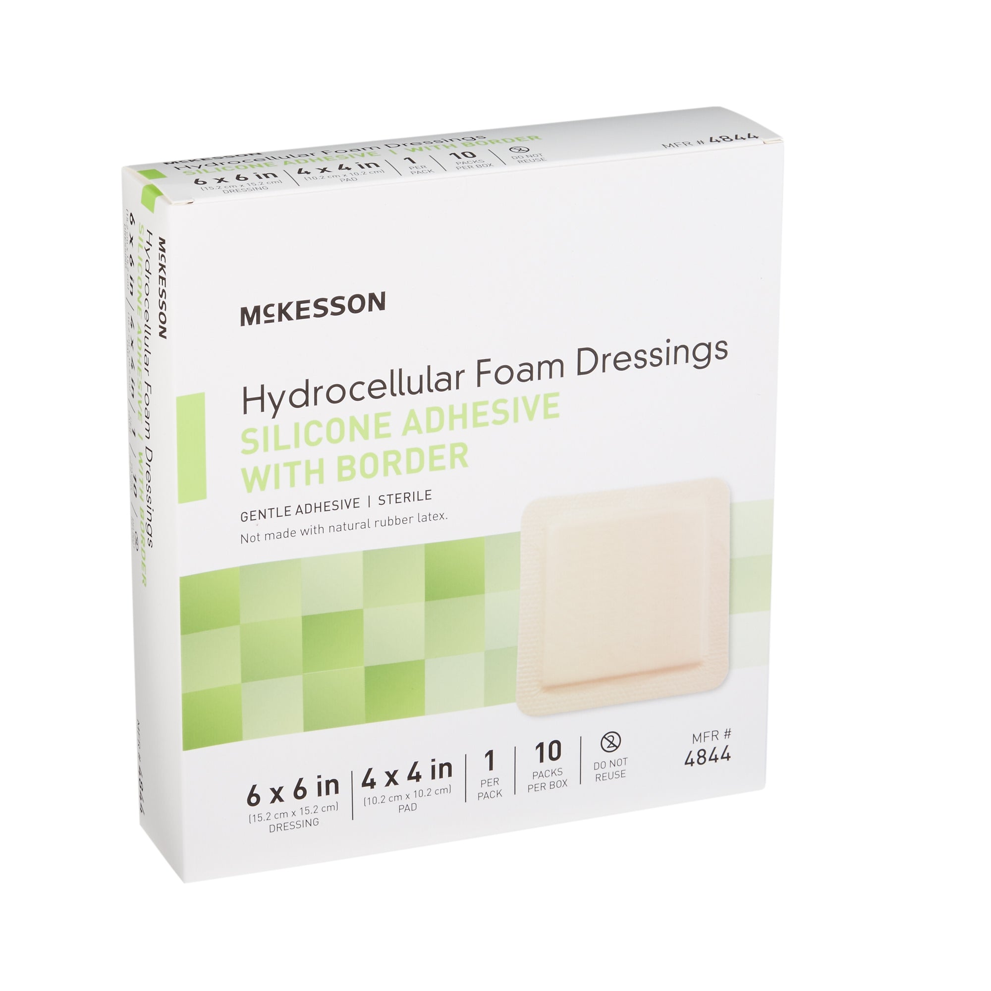 Foam Dressing McKesson 6 X 6 Inch With Border Film Backing Silicone Gel Adhesive Square Sterile,  Packaging Type- Case
