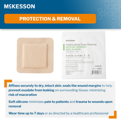 Foam Dressing McKesson 6 X 6 Inch With Border Film Backing Silicone Gel Adhesive Square Sterile,  Packaging Type- Case