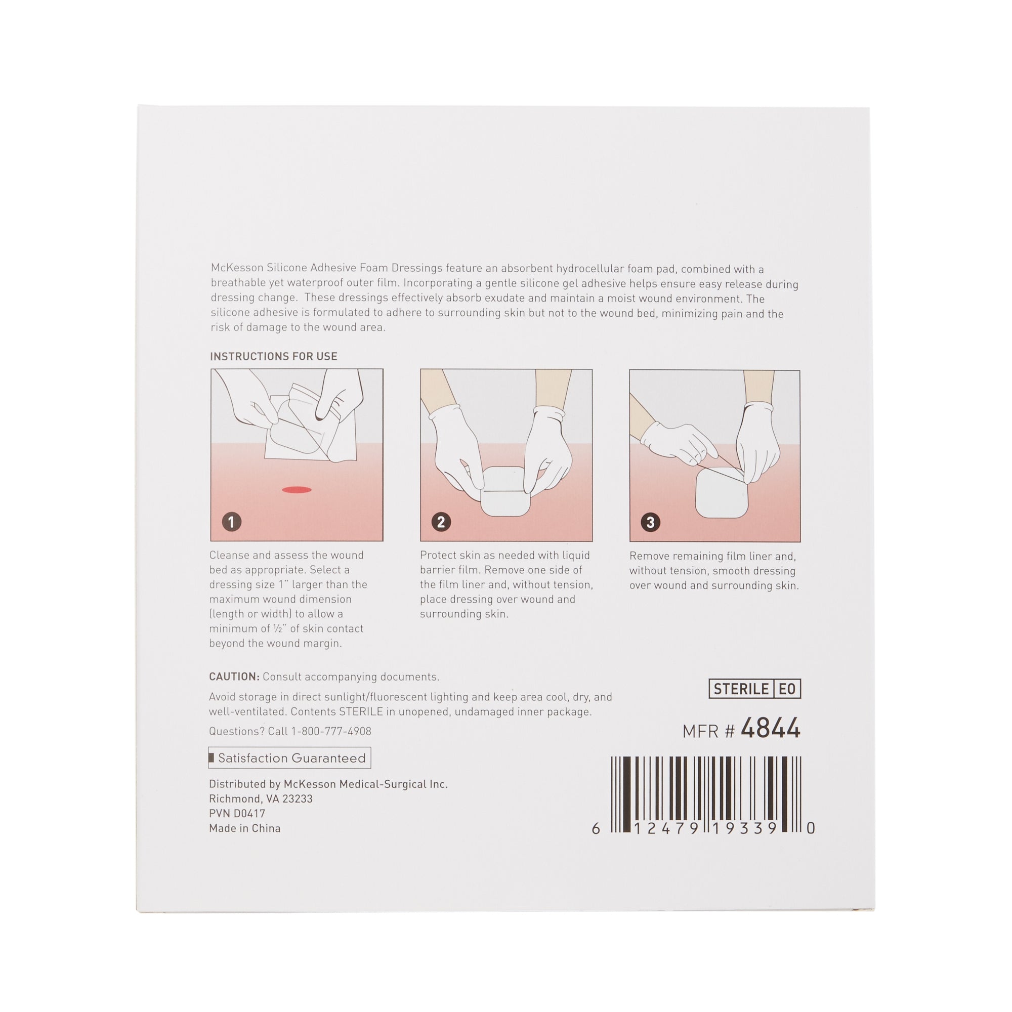 Foam Dressing McKesson 6 X 6 Inch With Border Film Backing Silicone Gel Adhesive Square Sterile,  Packaging Type- Case